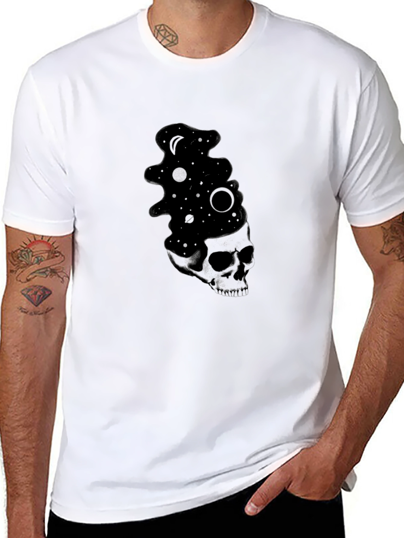 Cosmic Skull Black T-Shirt - Unique Graphic Tee