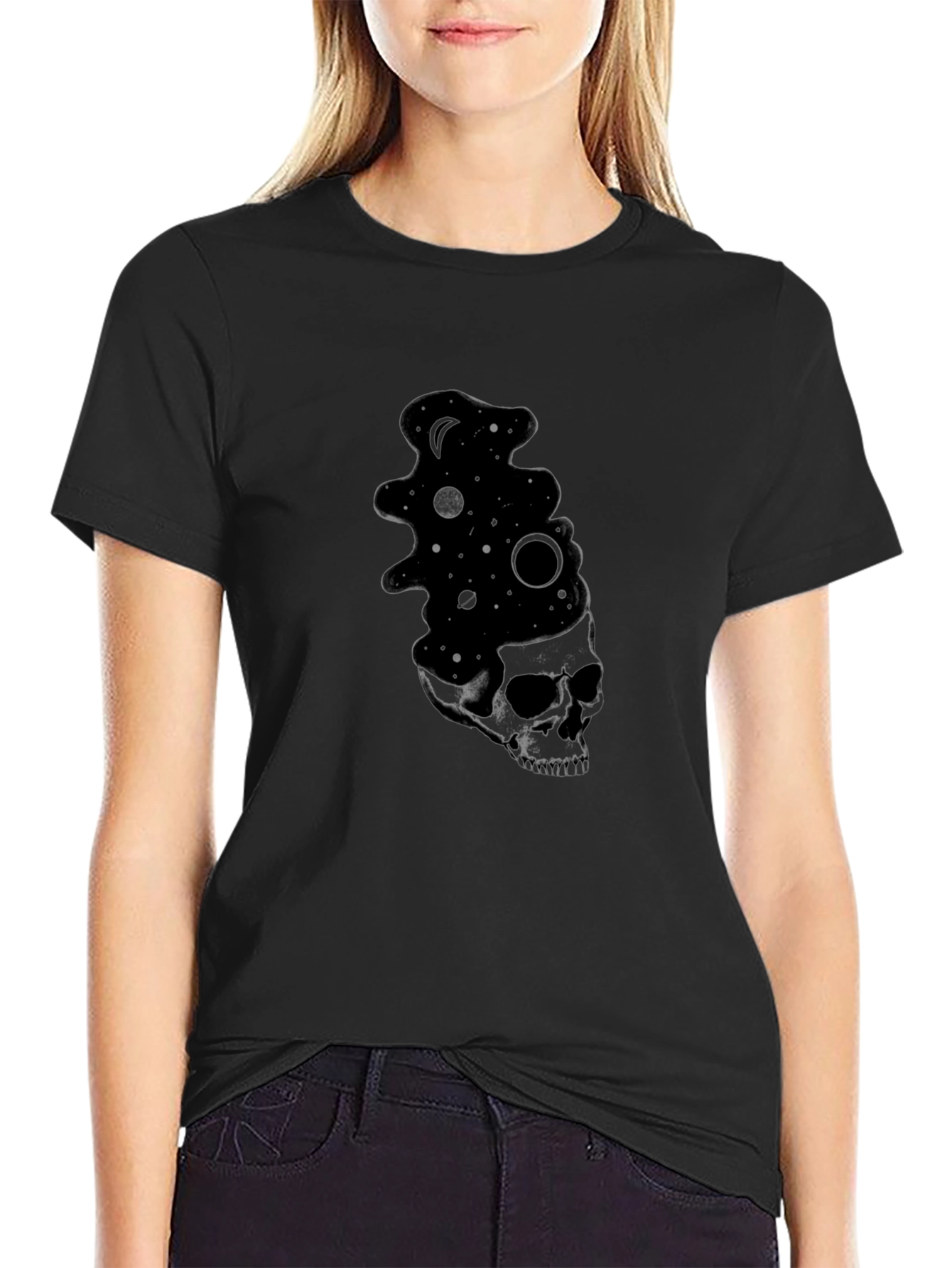 Cosmic Skull Black T-Shirt - Unique Graphic Tee
