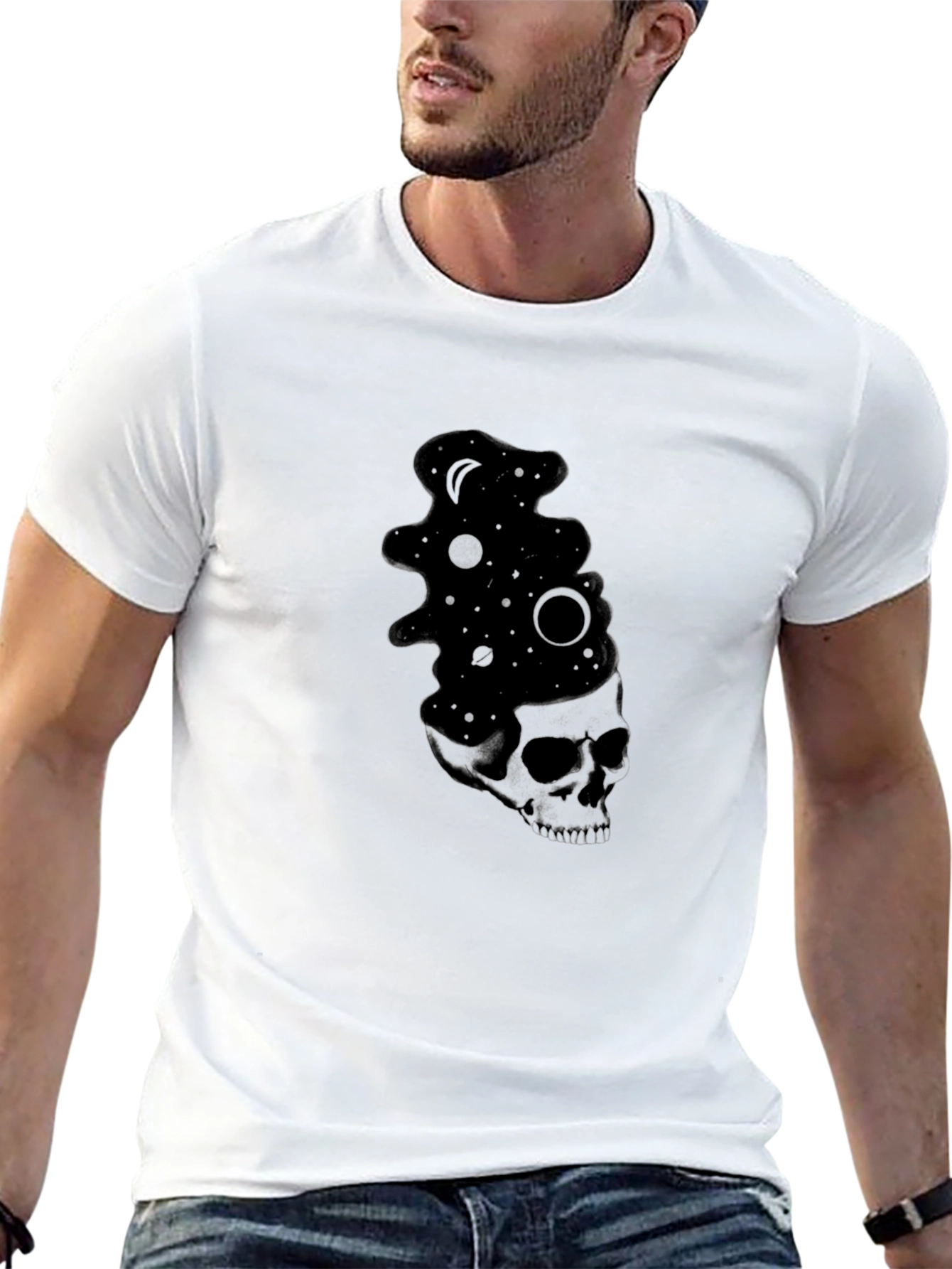 Cosmic Skull Black T-Shirt - Unique Graphic Tee