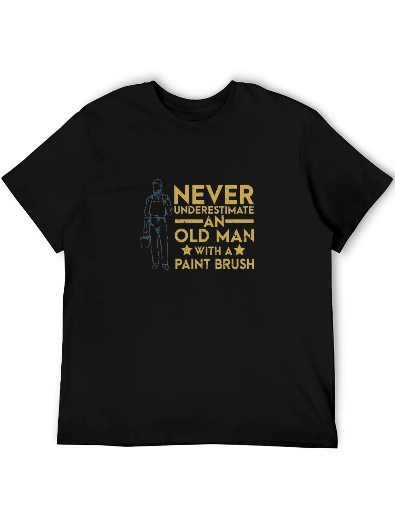 Never Underestimate Old Man with Paint Brush Graphic Tee