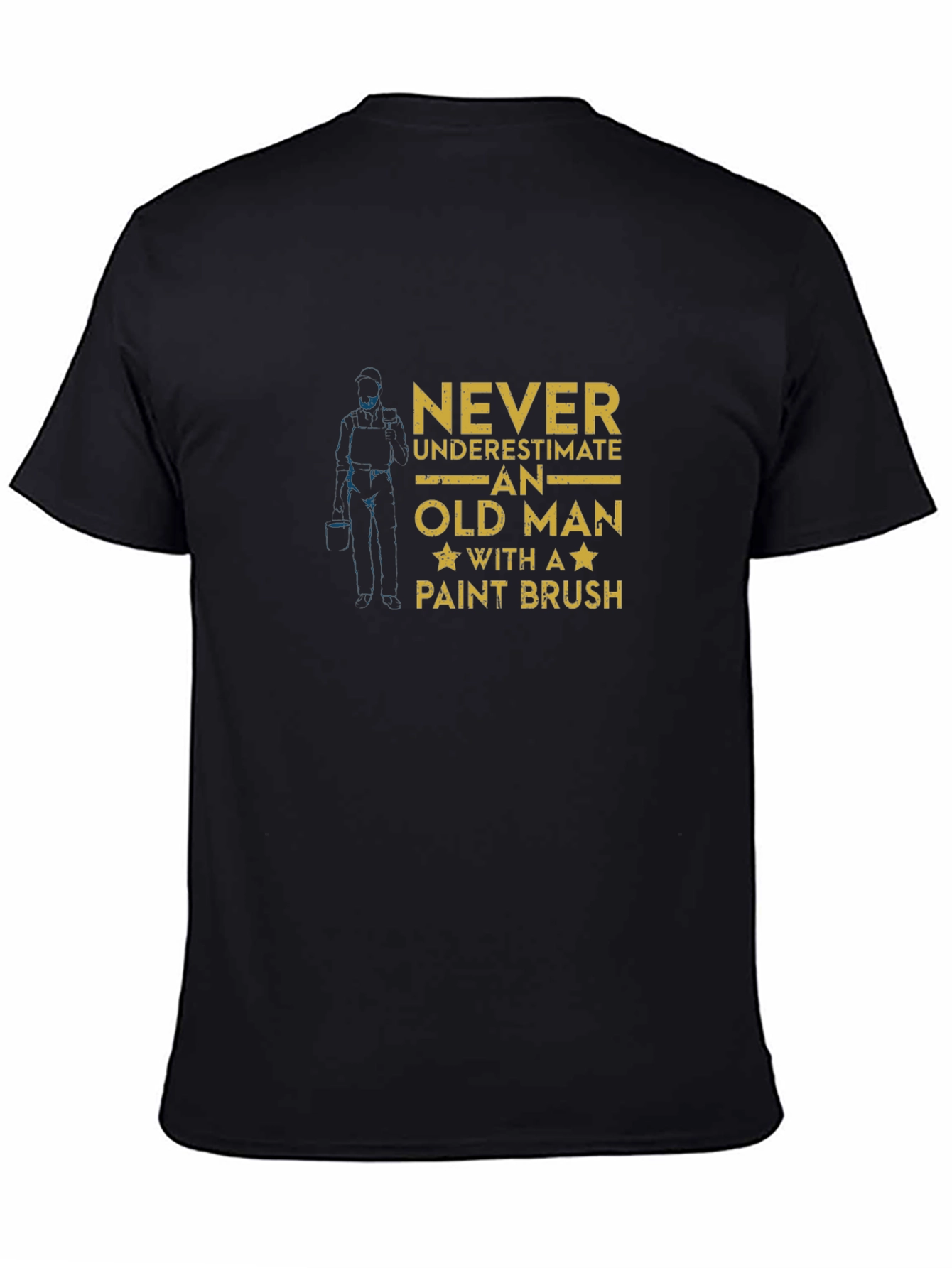 Never Underestimate Old Man with Paint Brush Graphic Tee