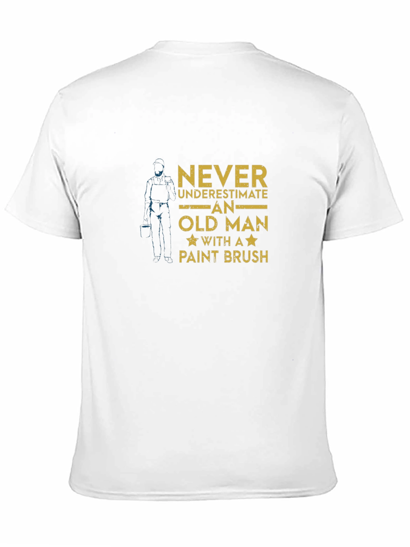 Never Underestimate Old Man with Paint Brush Graphic Tee