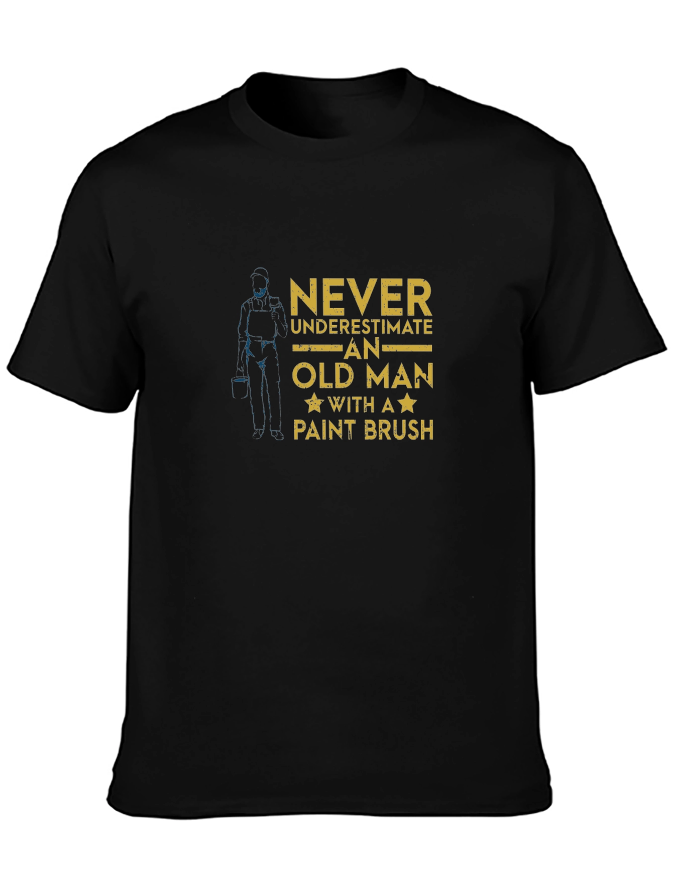 Never Underestimate Old Man with Paint Brush Graphic Tee