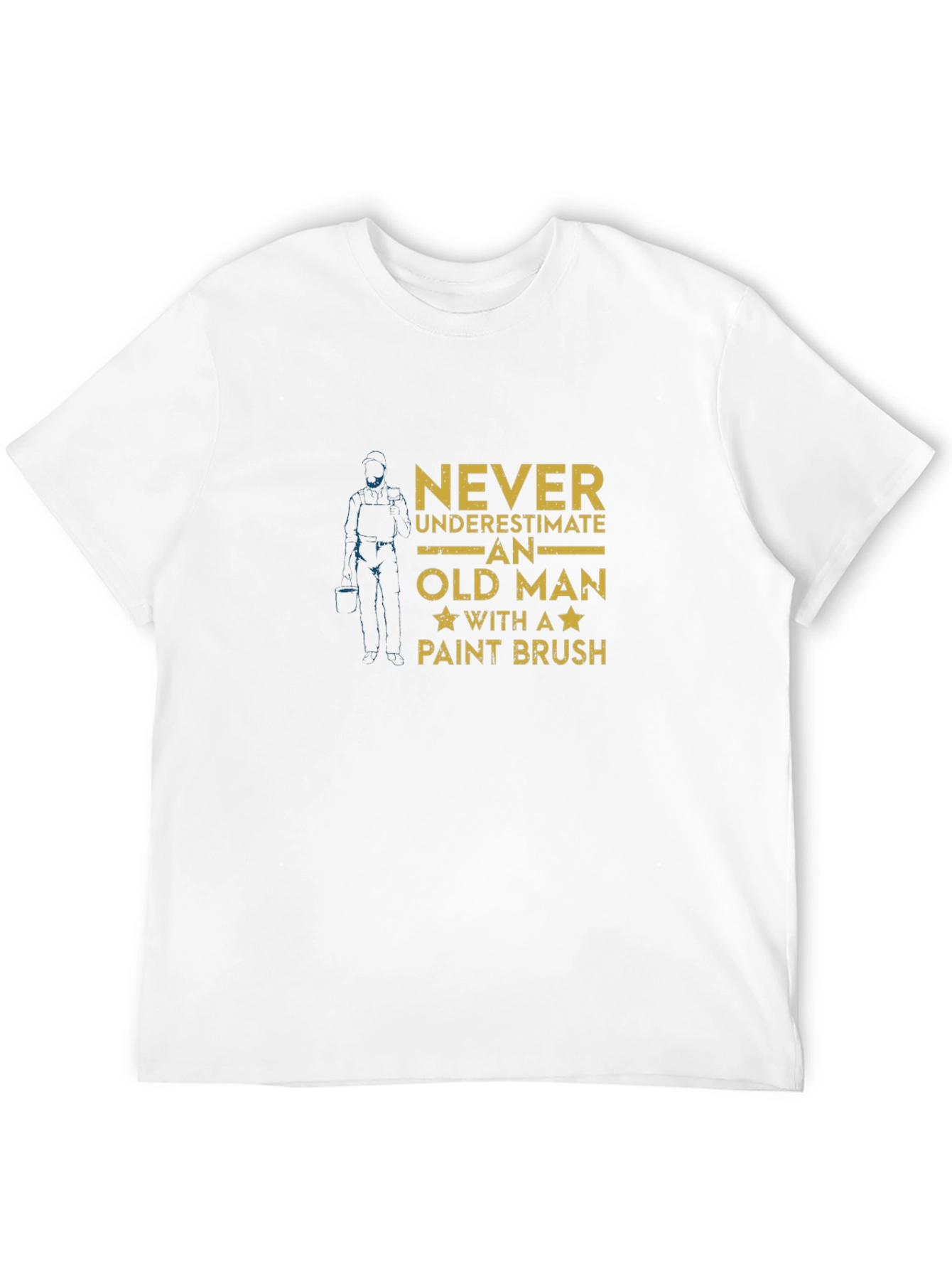 Never Underestimate Old Man with Paint Brush Graphic Tee