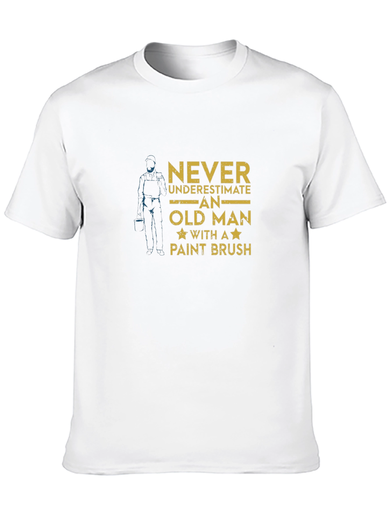 Never Underestimate Old Man with Paint Brush Graphic Tee