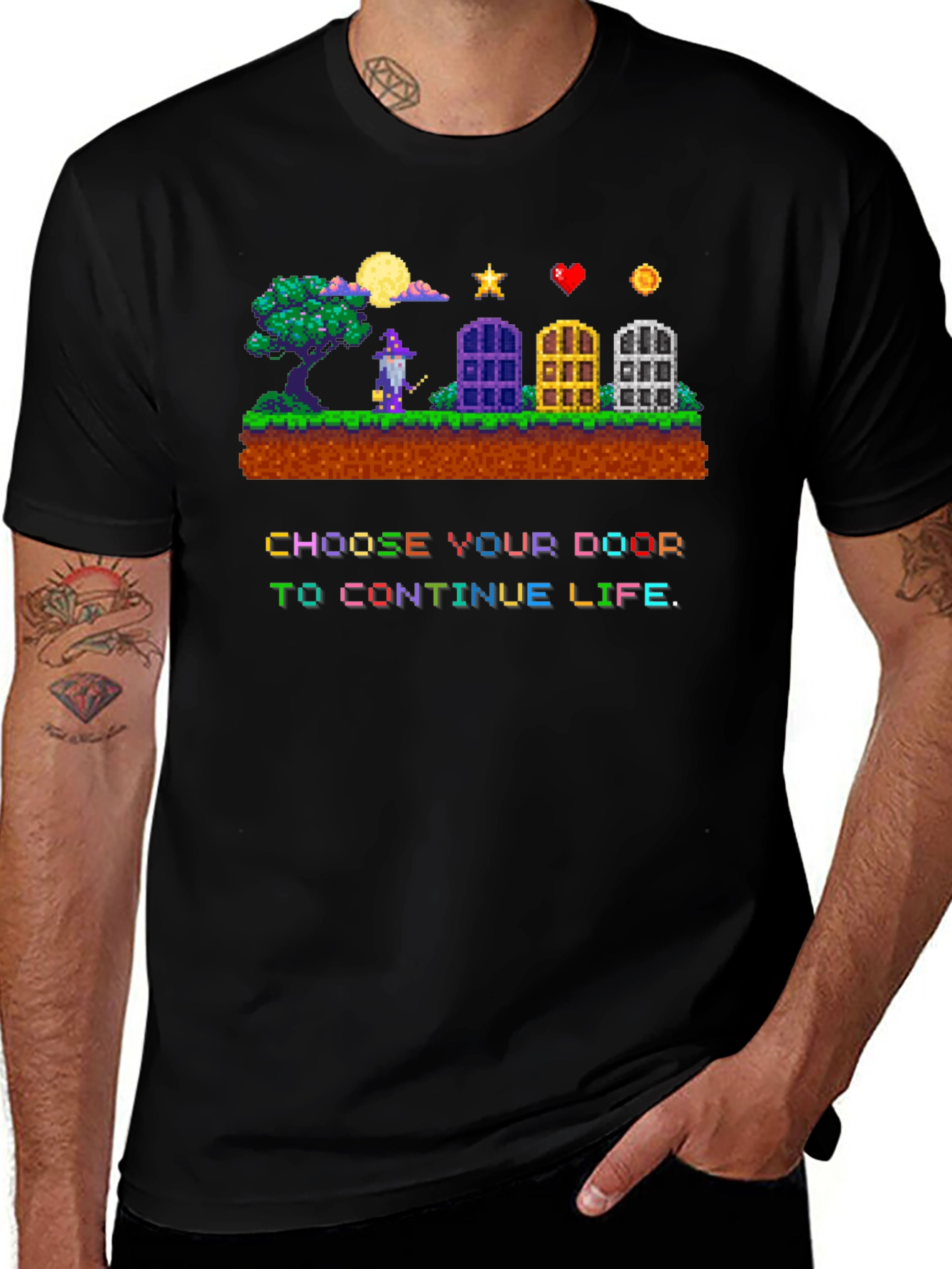 Choose Your Door Pixel Art T-Shirt