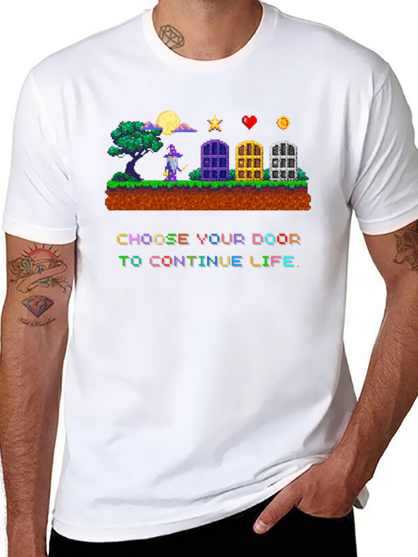 Choose Your Door Pixel Art T-Shirt