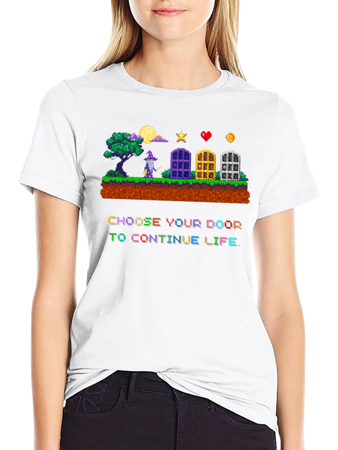 Choose Your Door Pixel Art T-Shirt