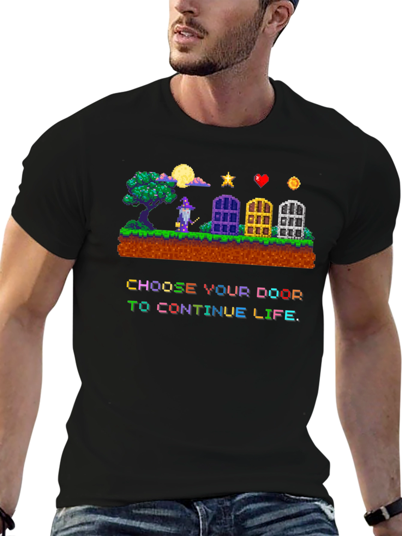 Choose Your Door Pixel Art T-Shirt