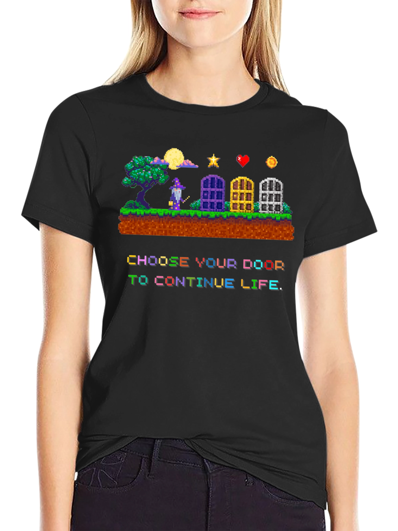 Choose Your Door Pixel Art T-Shirt