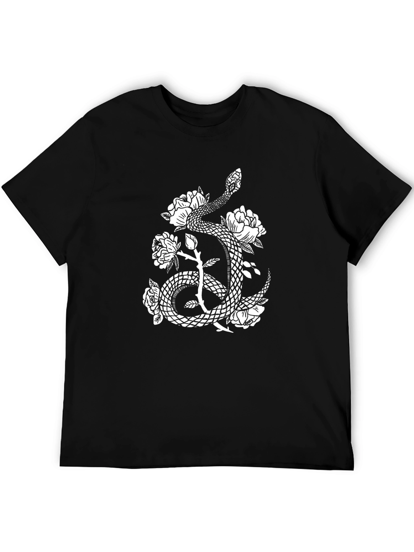 Snake & Roses Graphic Tee - Black