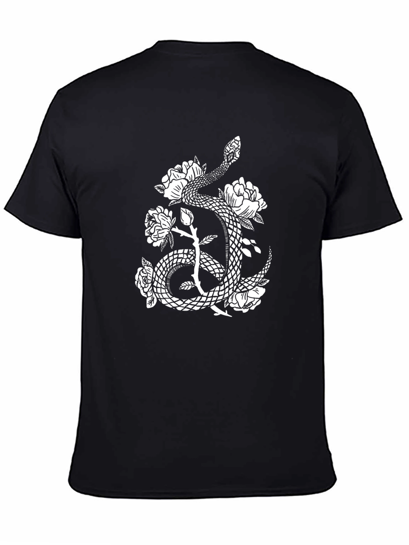 Snake & Roses Graphic Tee - Black