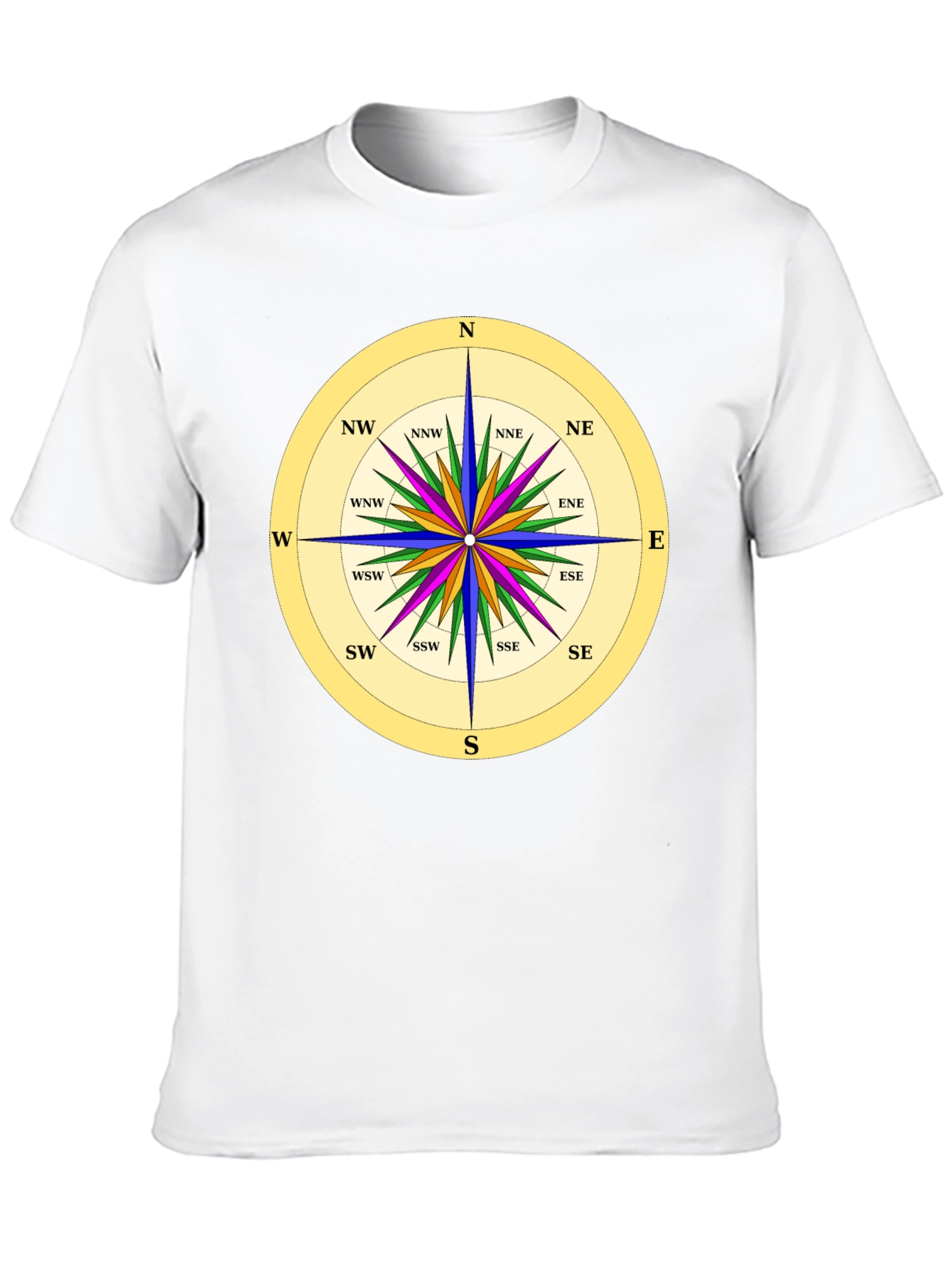 Nautical Compass Rose Black T-Shirt