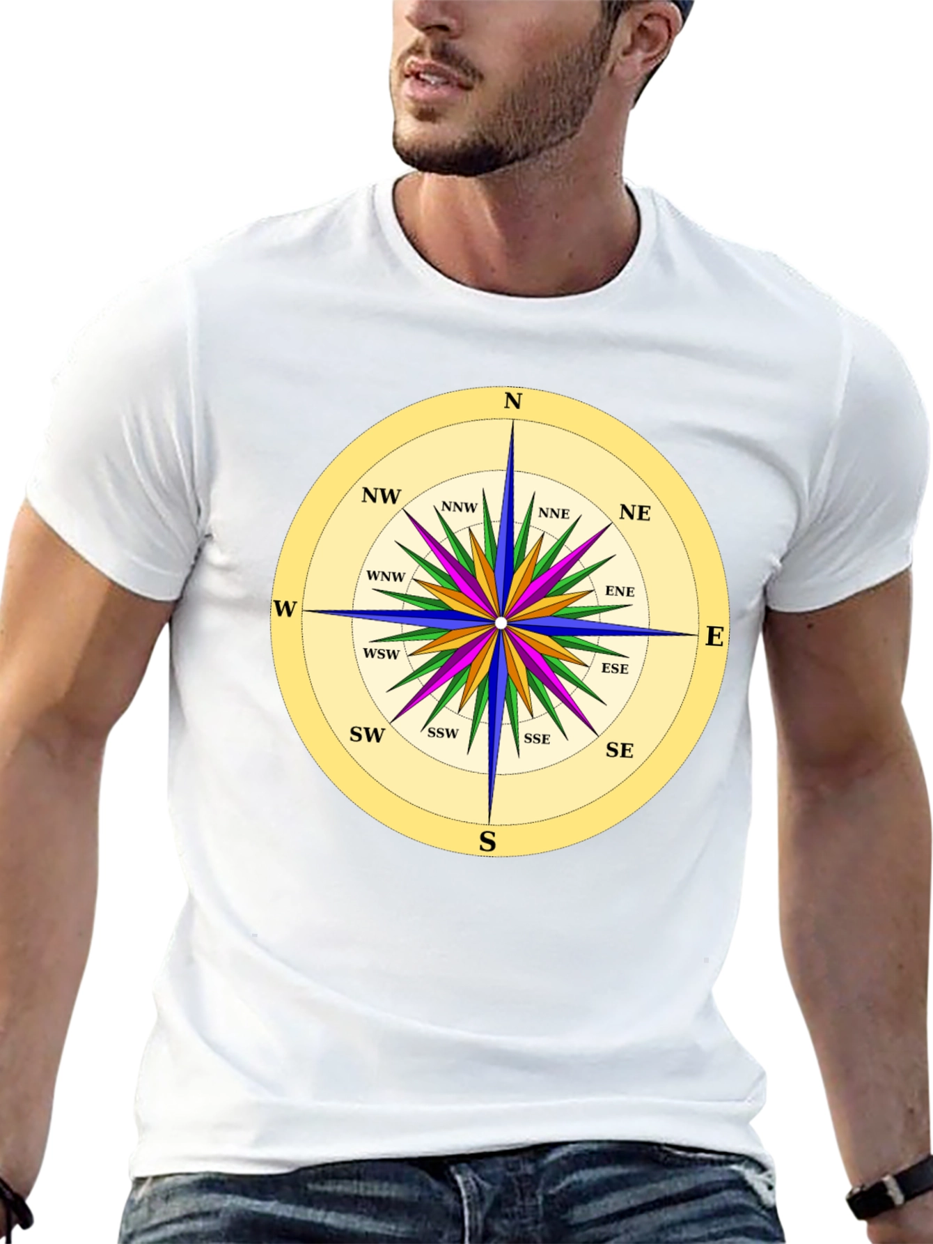 Nautical Compass Rose Black T-Shirt