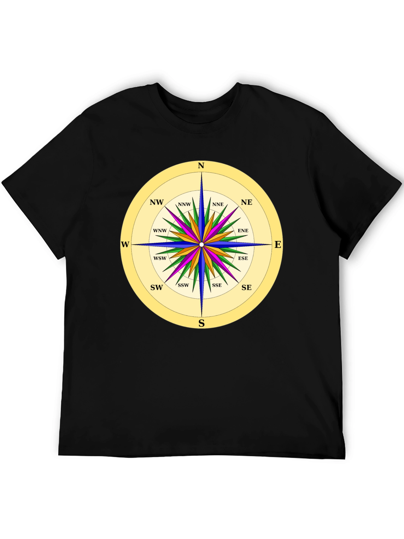 Nautical Compass Rose Black T-Shirt