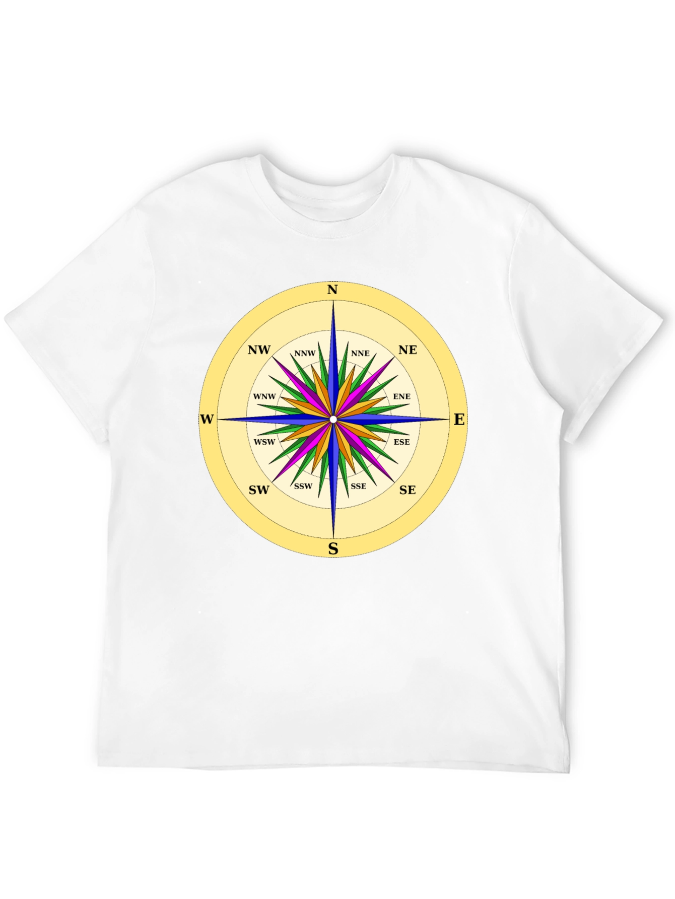 Nautical Compass Rose Black T-Shirt