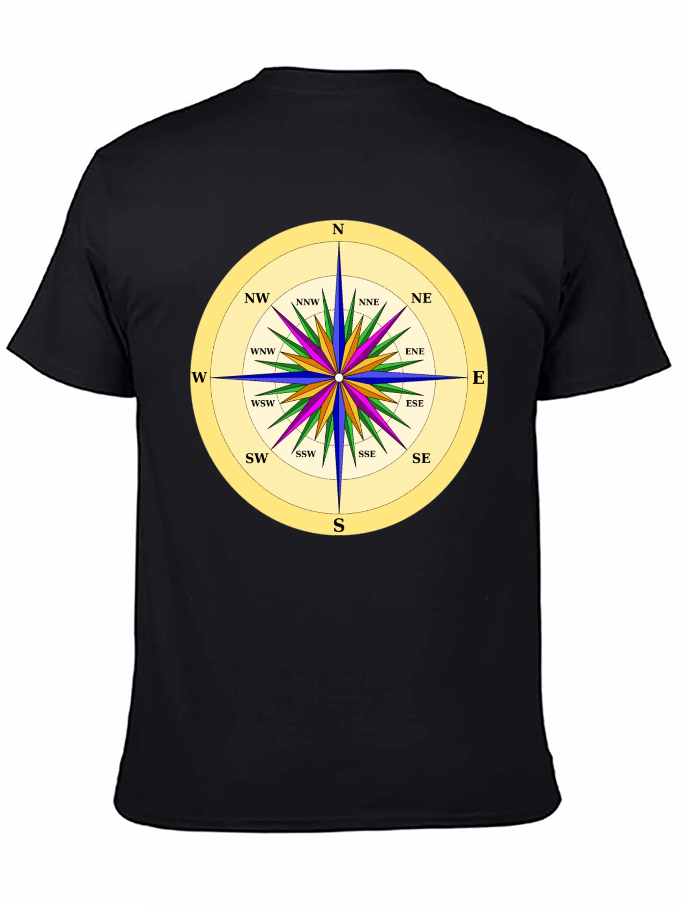 Nautical Compass Rose Black T-Shirt