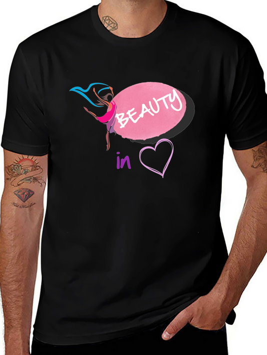 Beauty in Heart T-Shirt - Black Graphic Tee