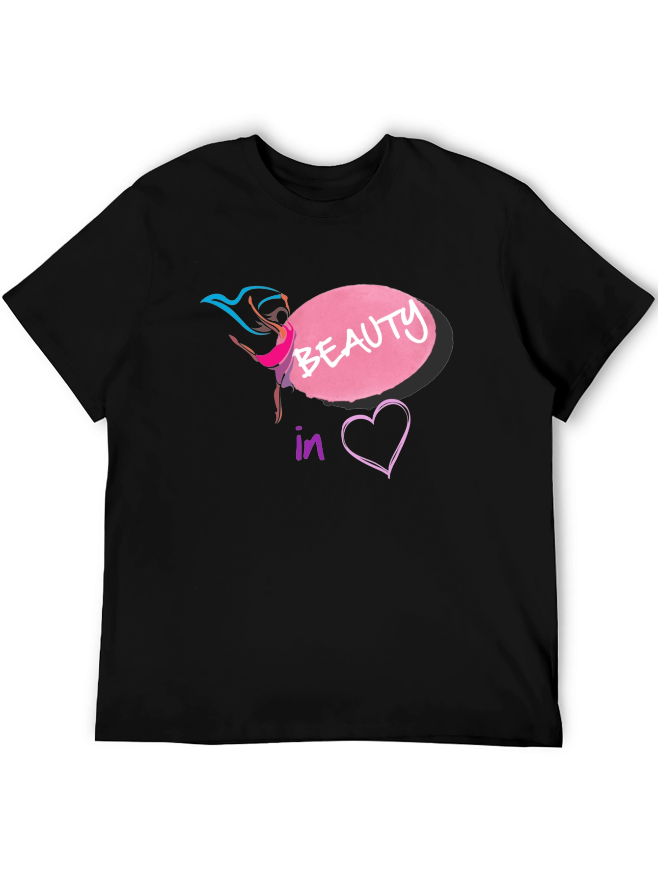 Beauty in Heart T-Shirt - Black Graphic Tee