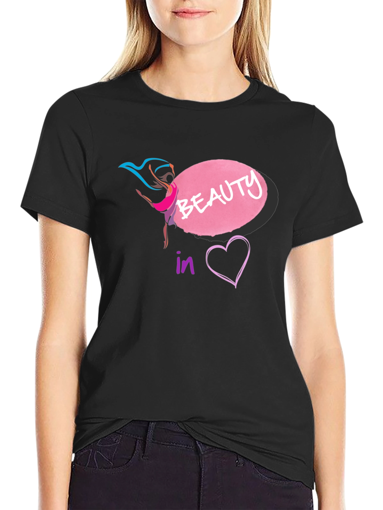 Beauty in Heart T-Shirt - Black Graphic Tee