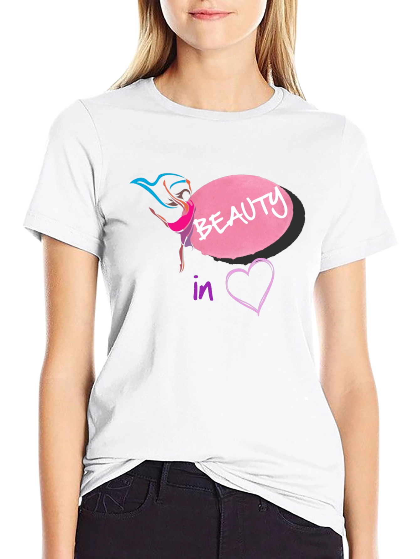 Beauty in Heart T-Shirt - Black Graphic Tee