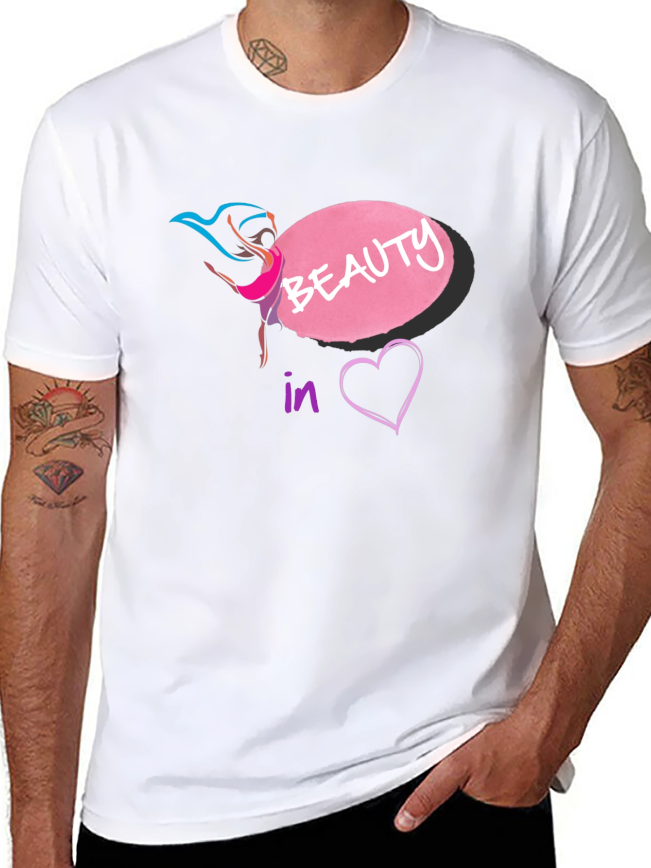 Beauty in Heart T-Shirt - Black Graphic Tee