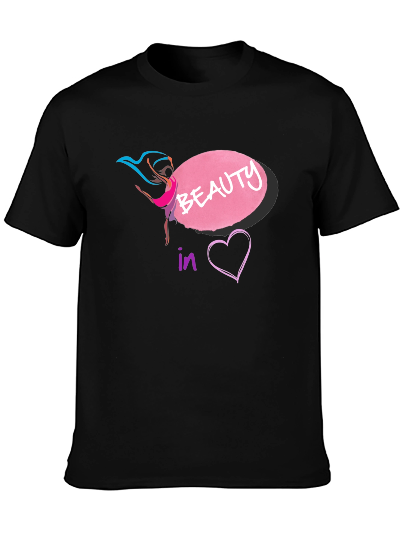 Beauty in Heart T-Shirt - Black Graphic Tee