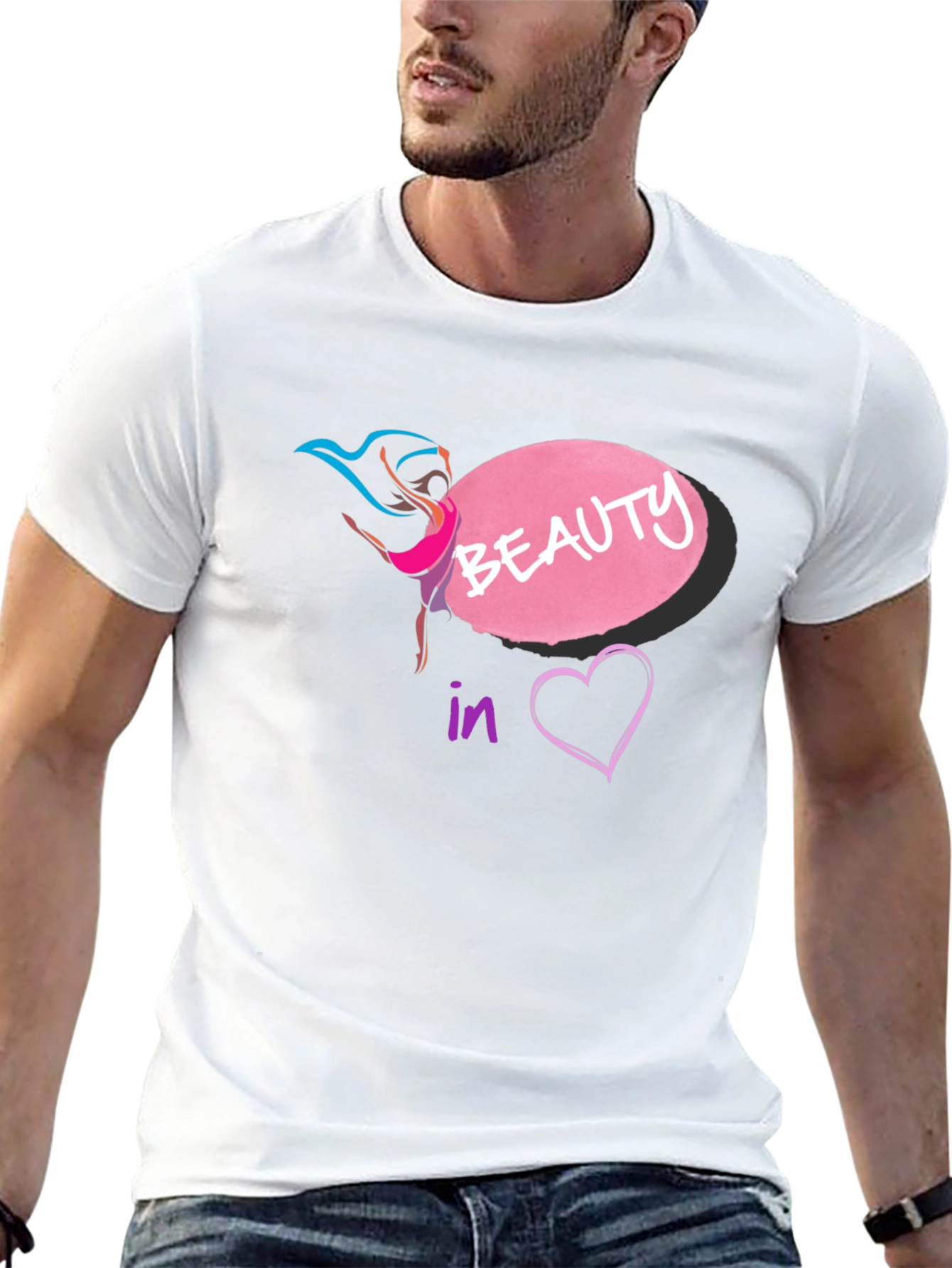 Beauty in Heart T-Shirt - Black Graphic Tee