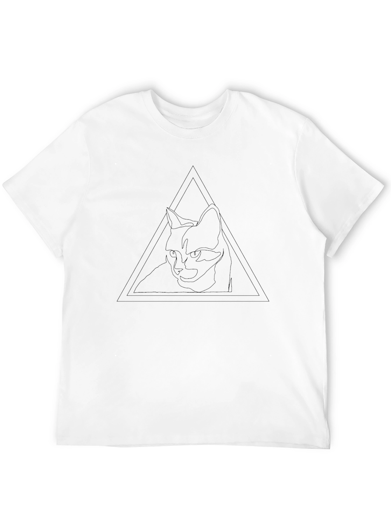 Abstract Cat Triangle Graphic Tee - Black