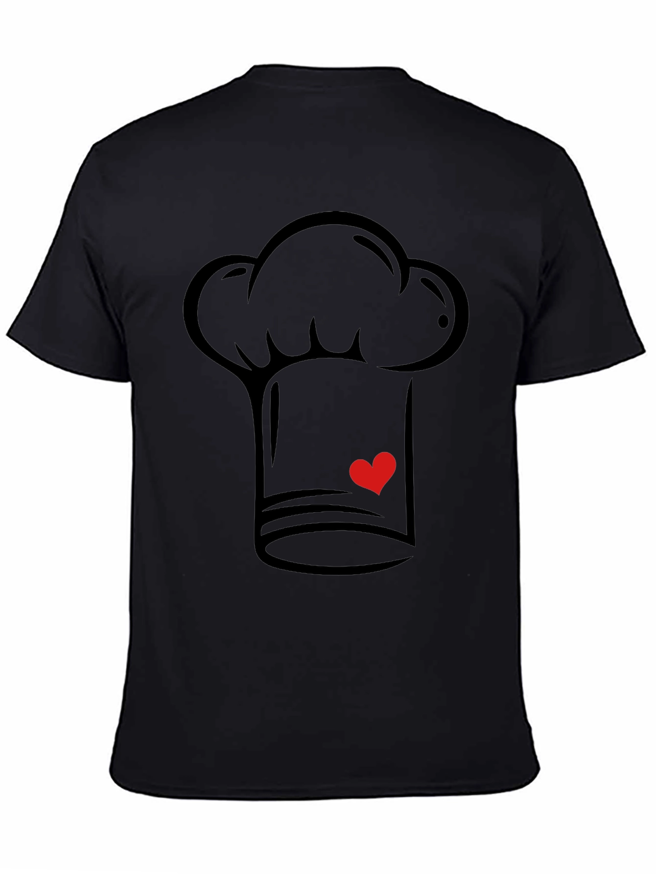 Chef Hat Heart Graphic T-Shirt - Black Casual Tee