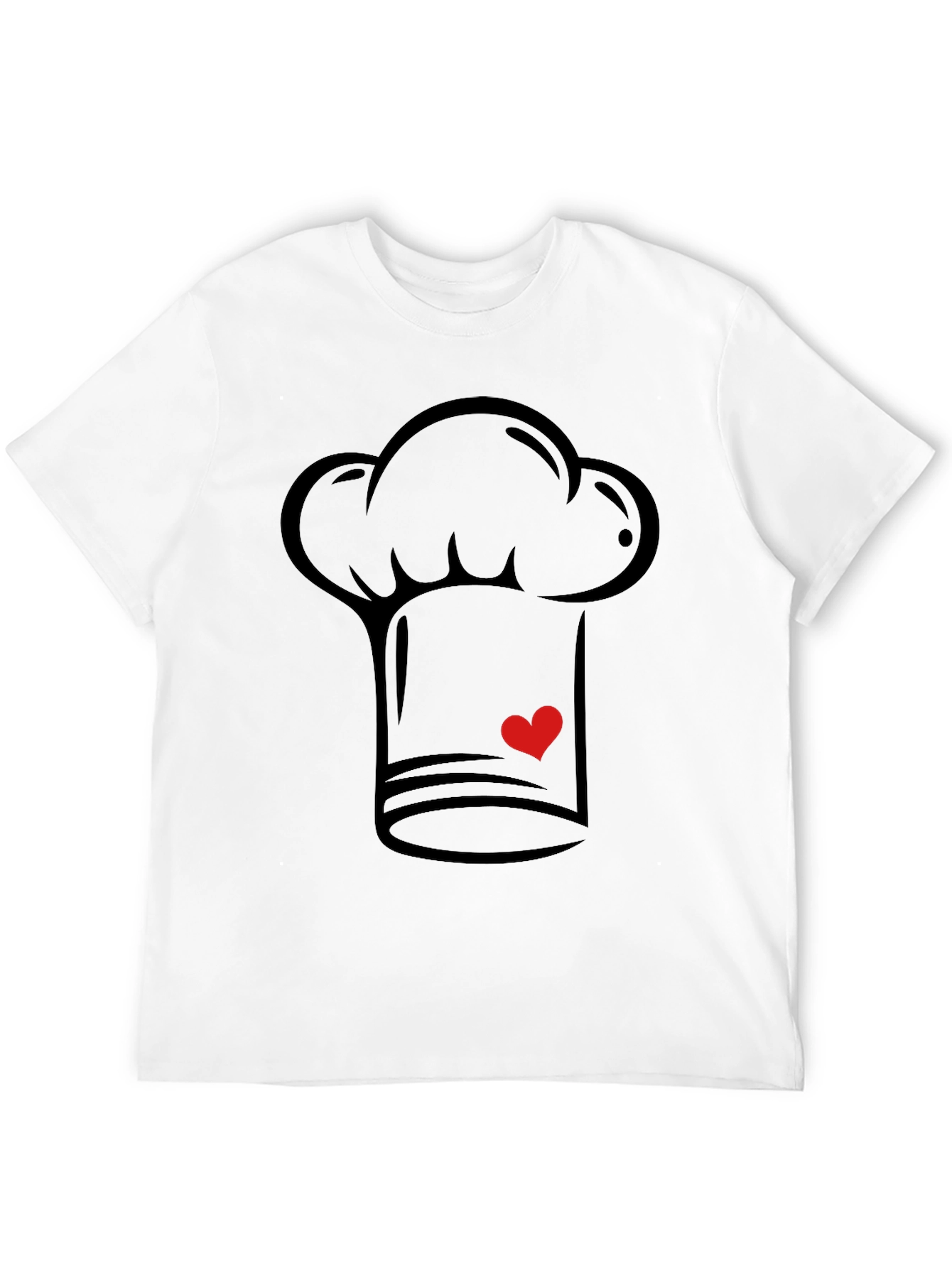 Chef Hat Heart Graphic T-Shirt - Black Casual Tee