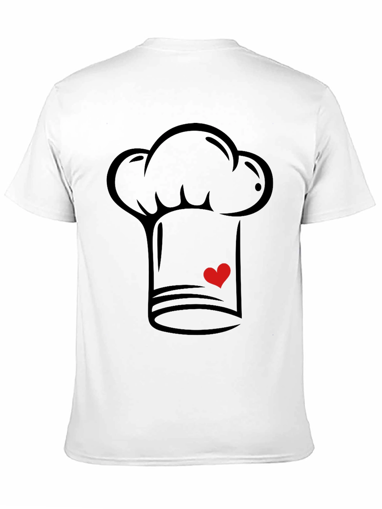 Chef Hat Heart Graphic T-Shirt - Black Casual Tee