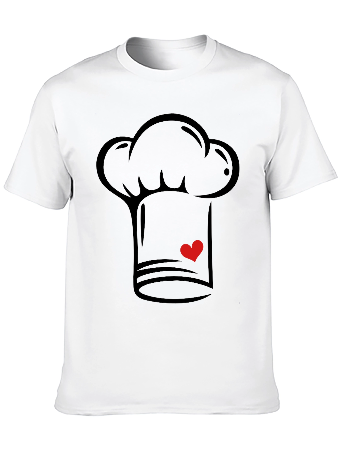 Chef Hat Heart Graphic T-Shirt - Black Casual Tee