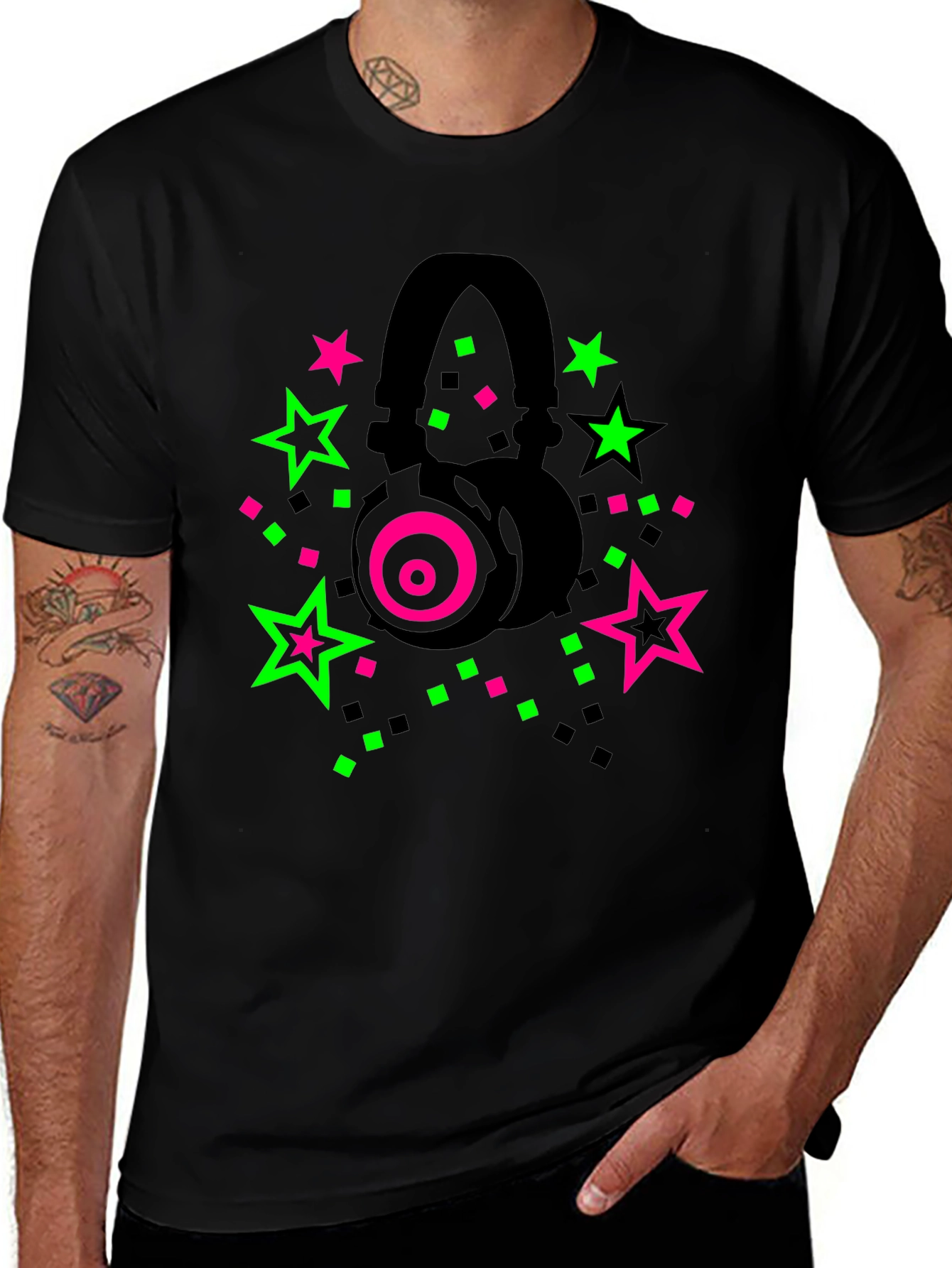 Neon Headphones T-Shirt: Party Vibes!