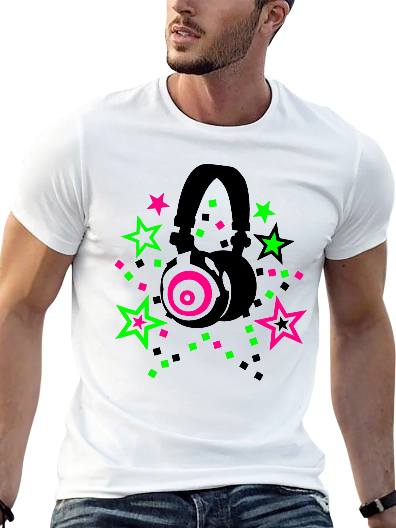 Neon Headphones T-Shirt: Party Vibes!