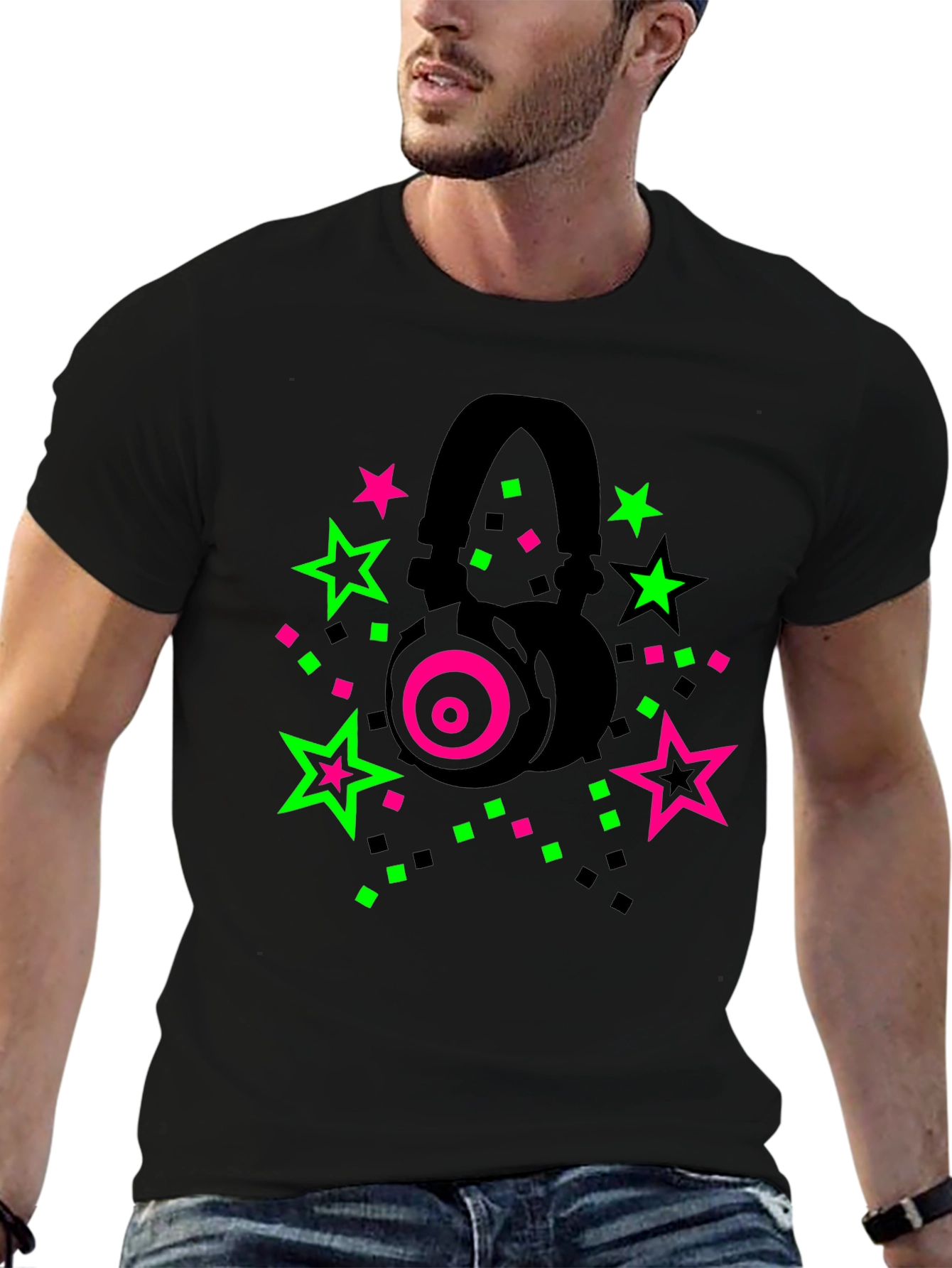 Neon Headphones T-Shirt: Party Vibes!