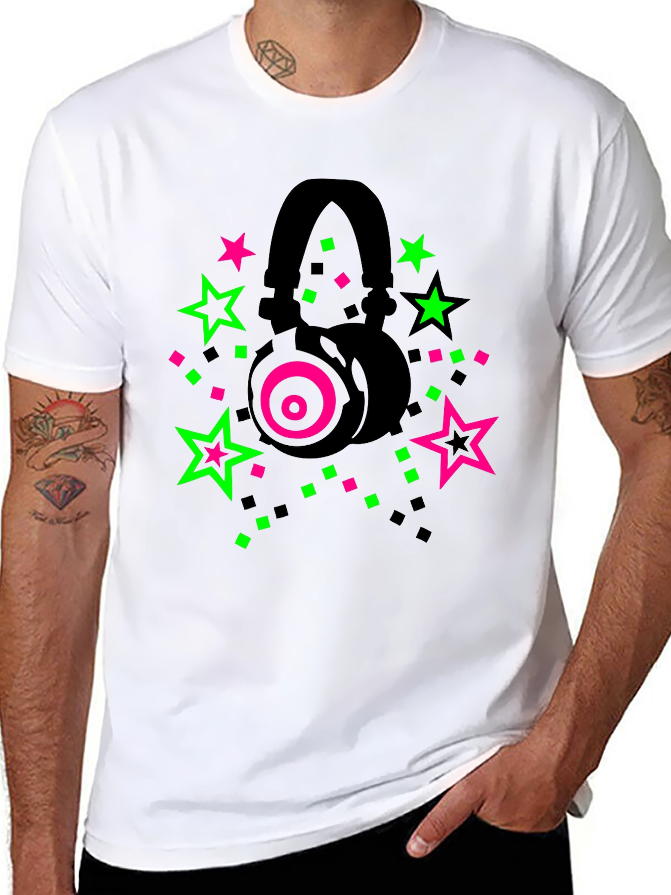 Neon Headphones T-Shirt: Party Vibes!
