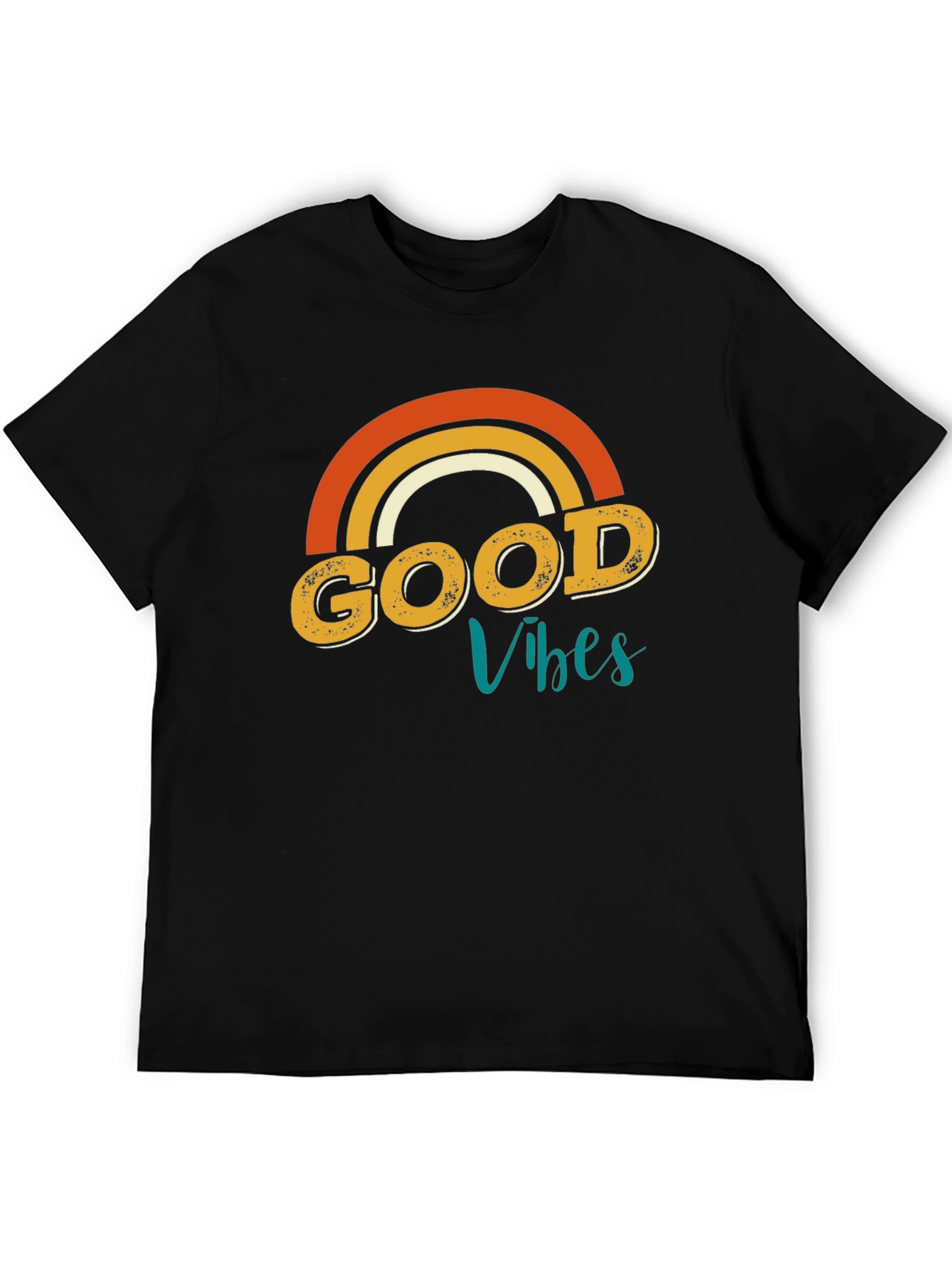 Good Vibes Rainbow Graphic Tee - Retro Style
