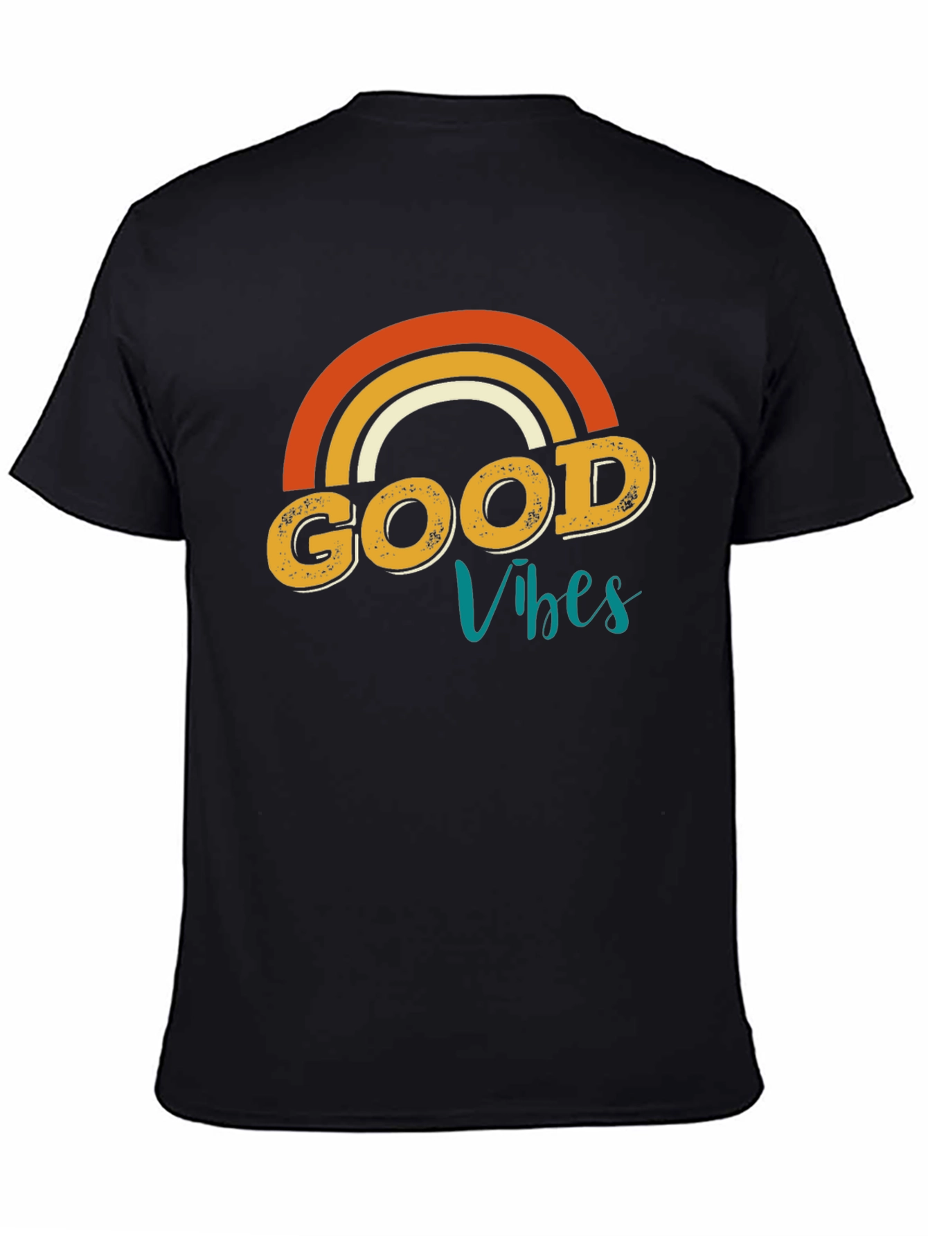 Good Vibes Rainbow Graphic Tee - Retro Style