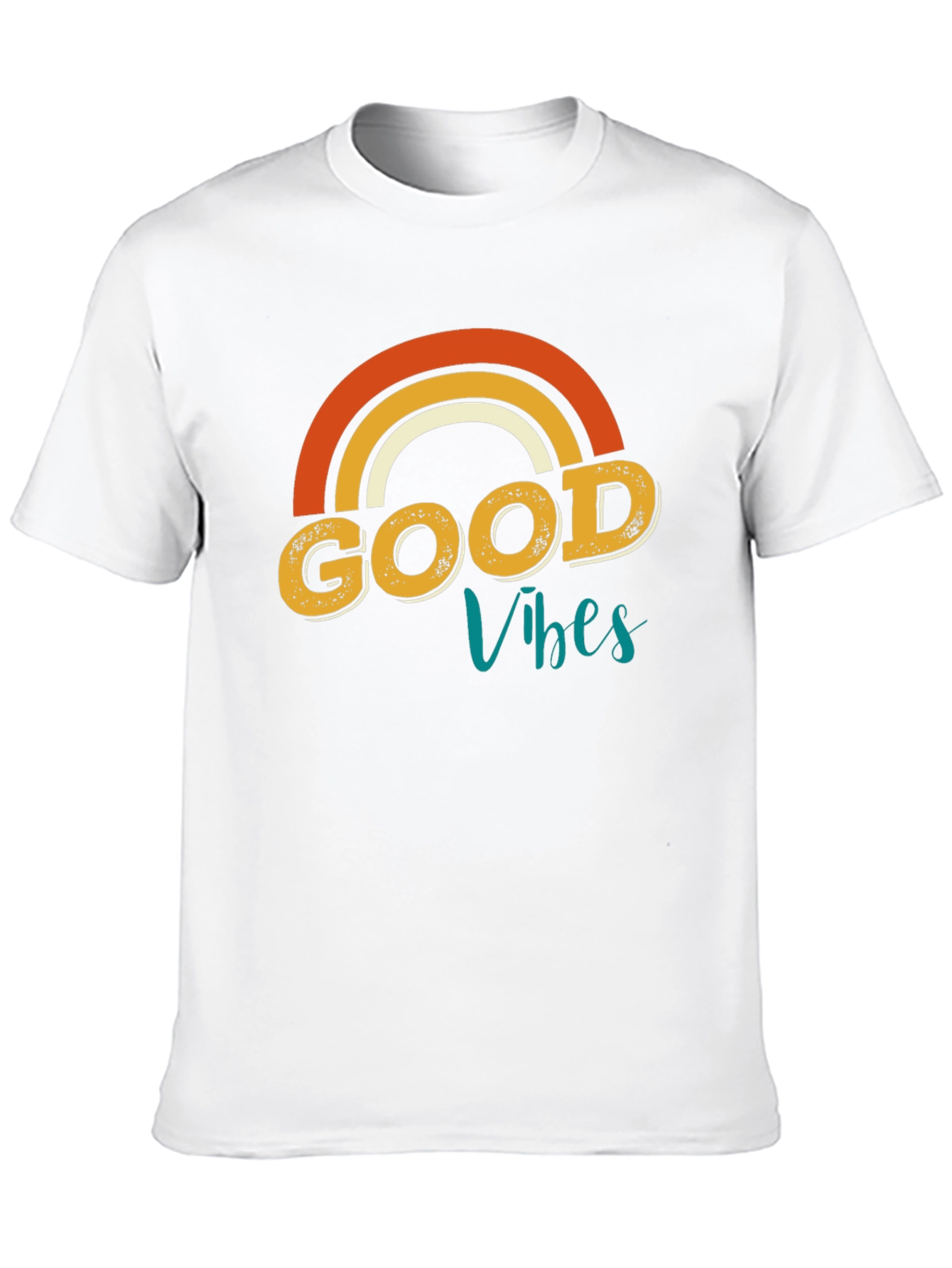Good Vibes Rainbow Graphic Tee - Retro Style
