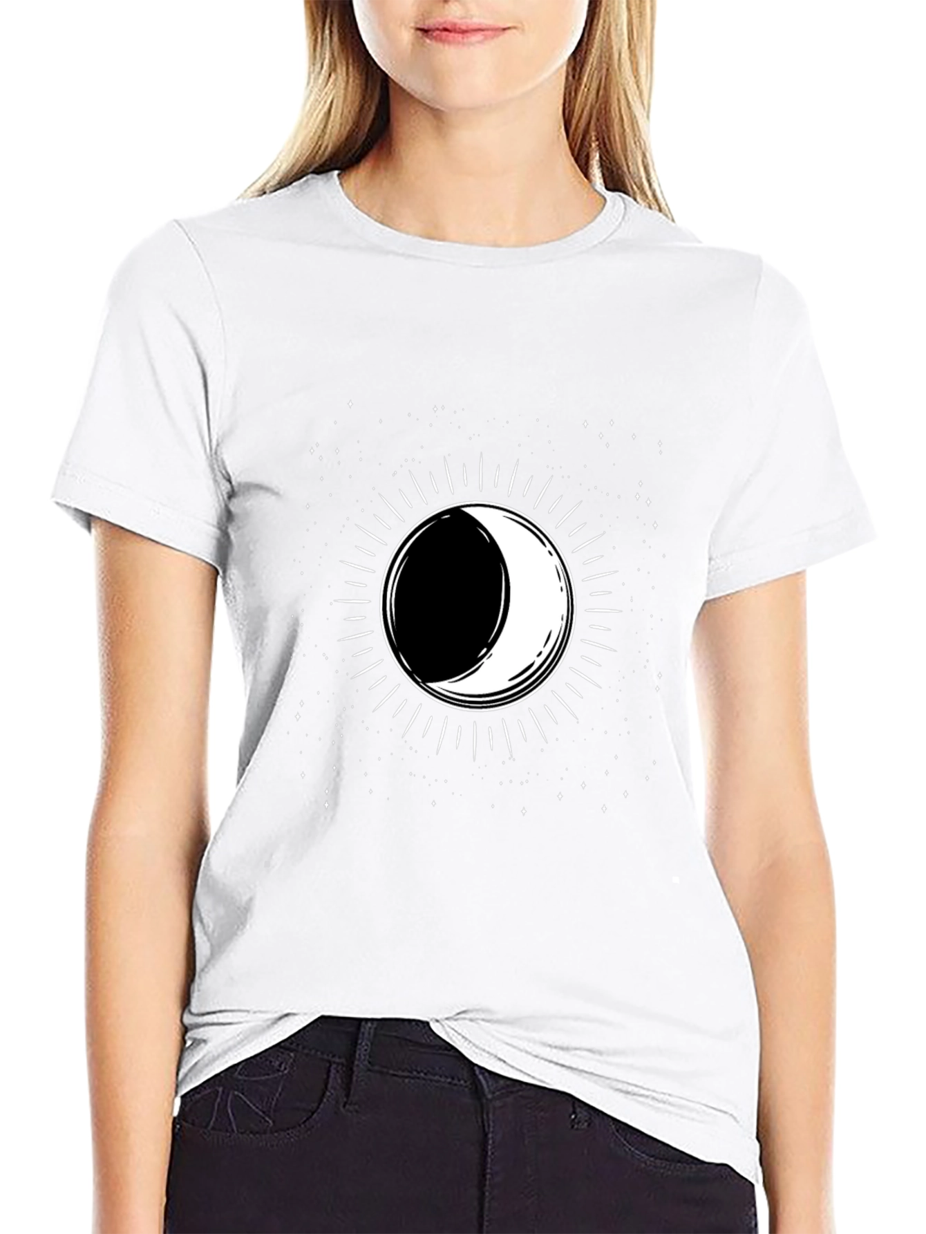 Lunar Eclipse Graphic Tee - Black Cotton T-Shirt