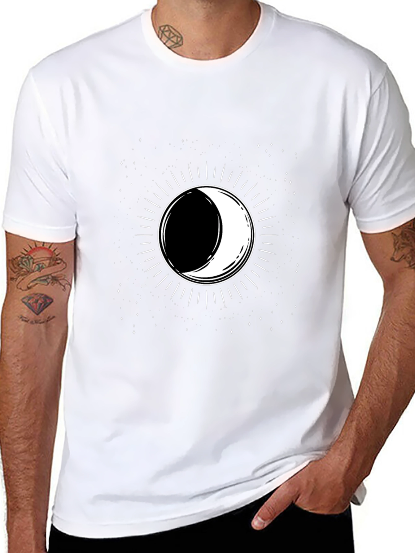 Lunar Eclipse Graphic Tee - Black Cotton T-Shirt