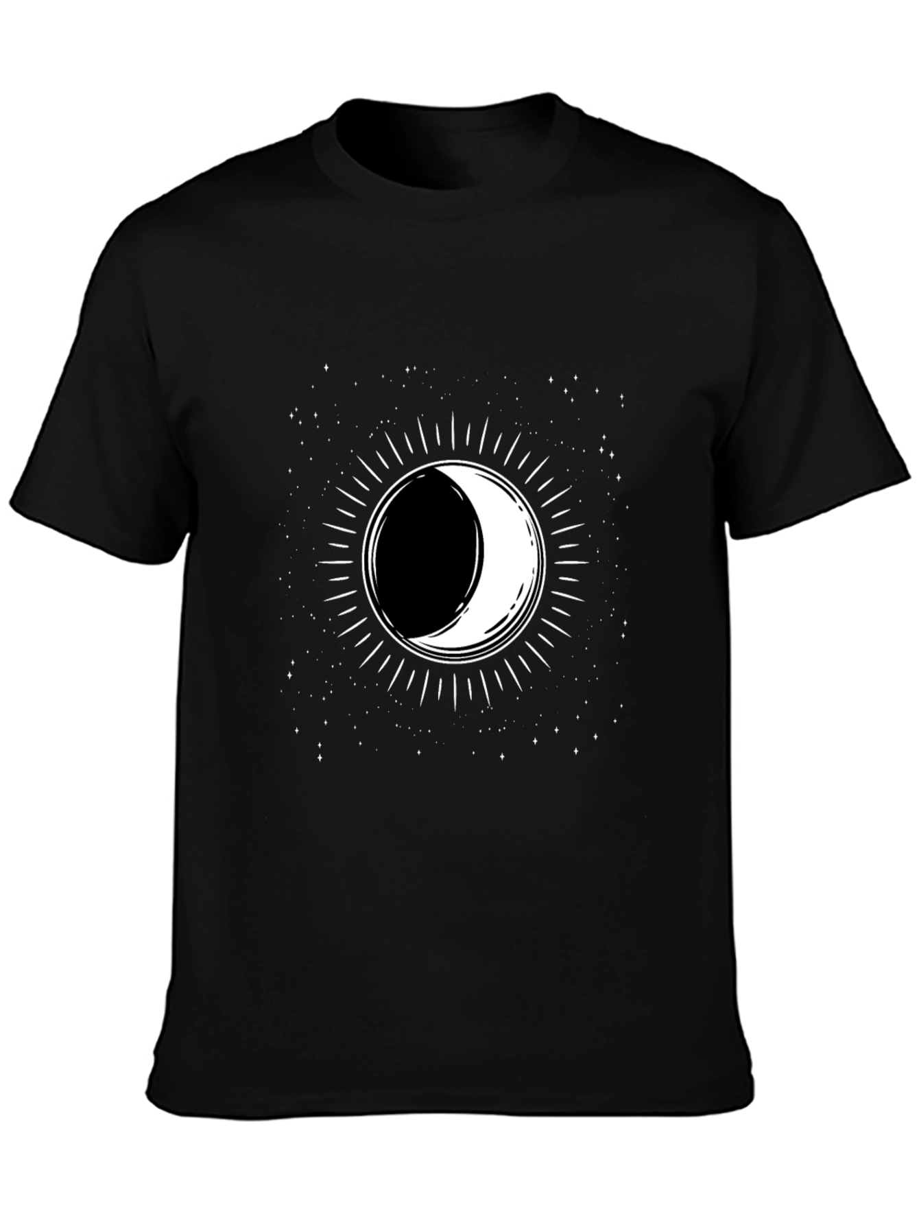 Lunar Eclipse Graphic Tee - Black Cotton T-Shirt