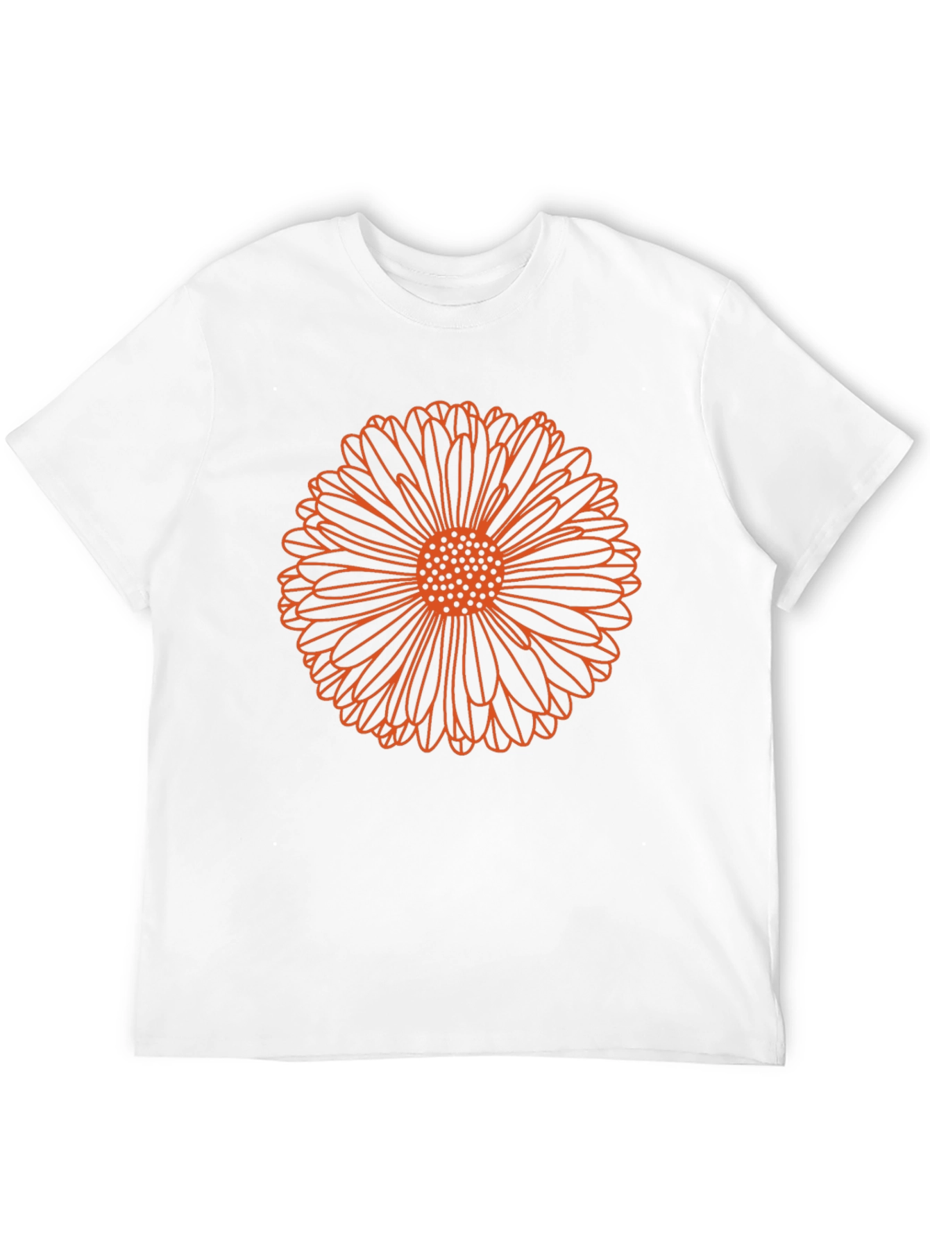 Orange Flower Graphic Print Black T-Shirt