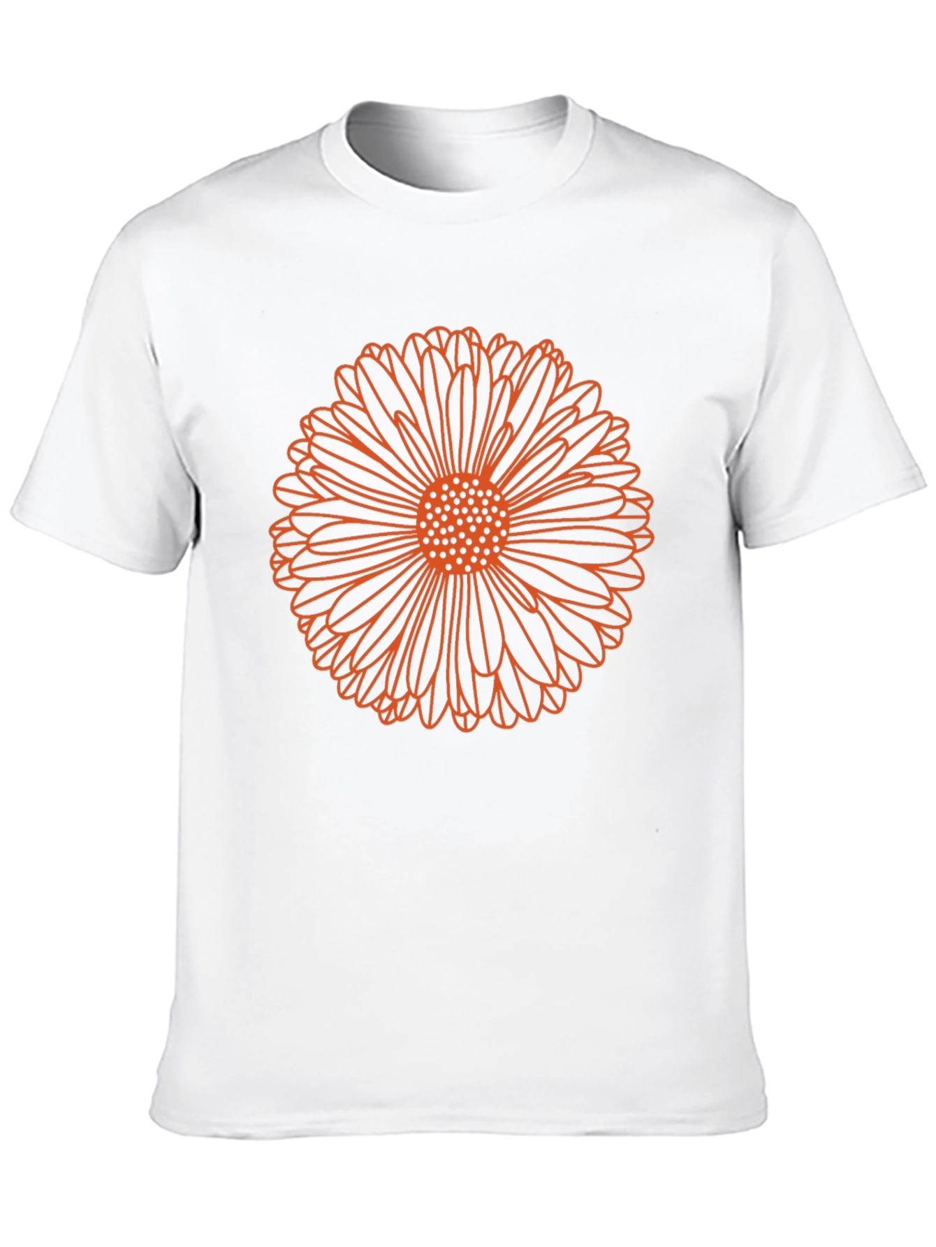 Orange Flower Graphic Print Black T-Shirt