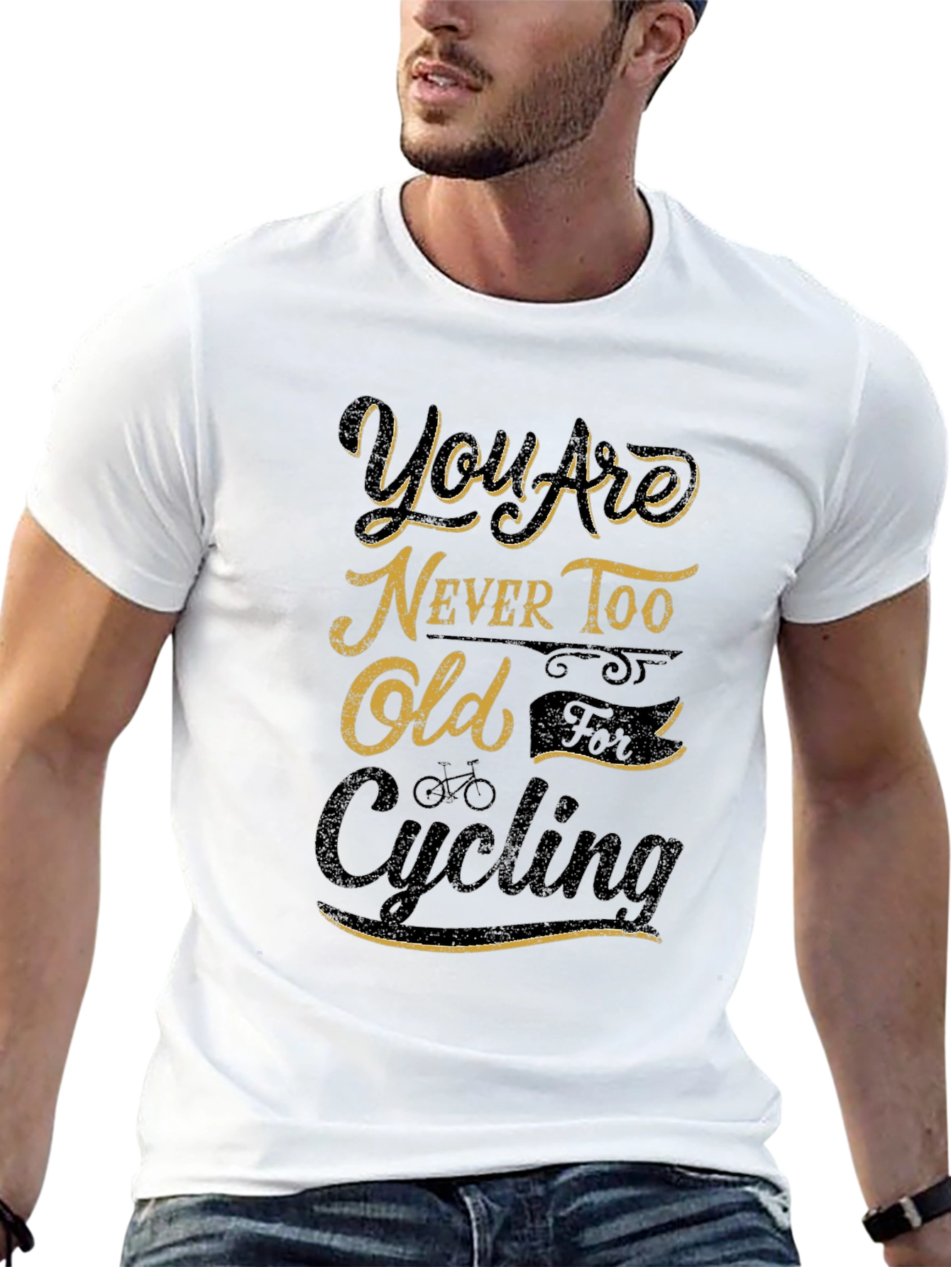 Youre Never Too Old Cycling Black Graphic T-Shirt