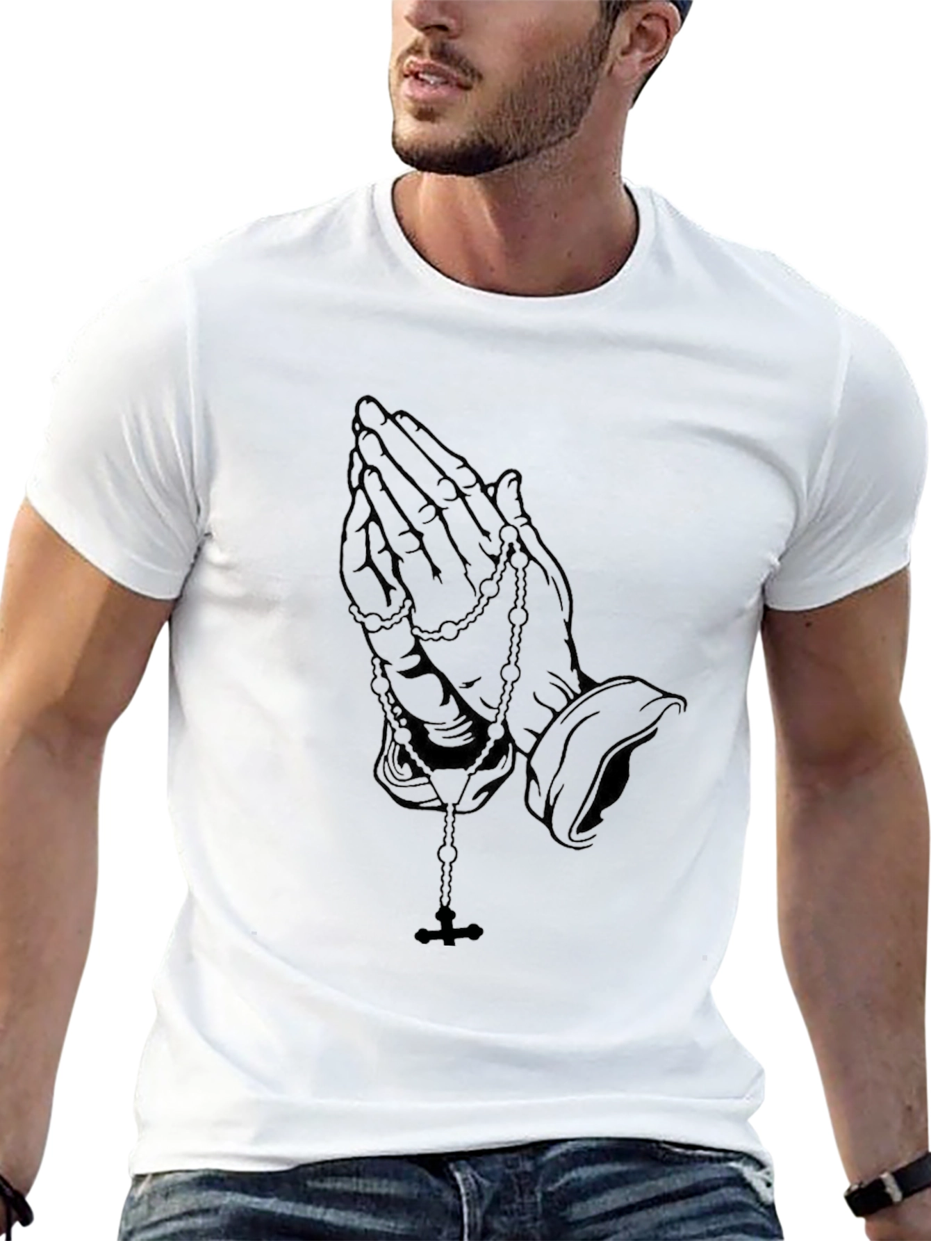 Praying Hands Graphic Print T-Shirt