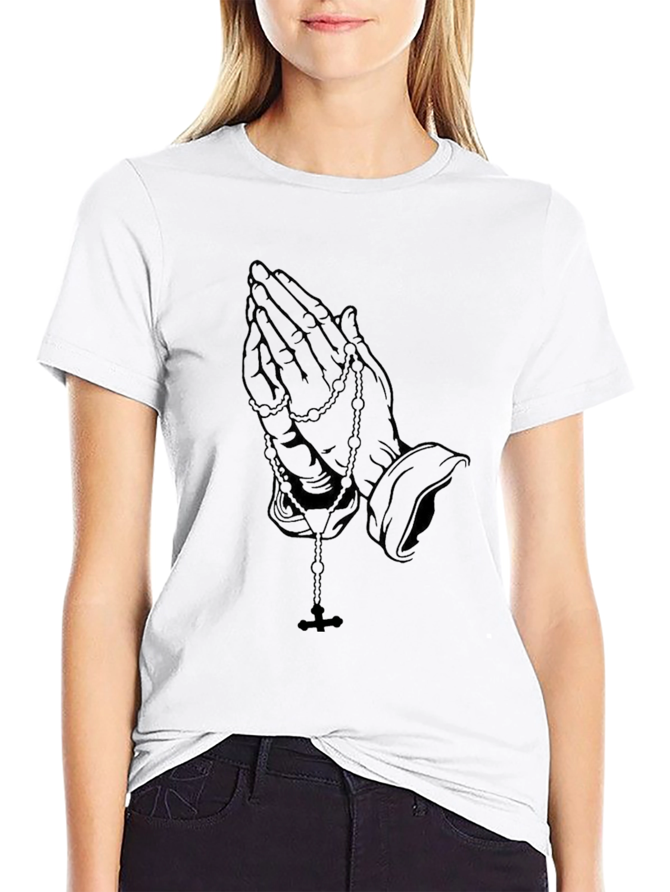 Praying Hands Graphic Print T-Shirt