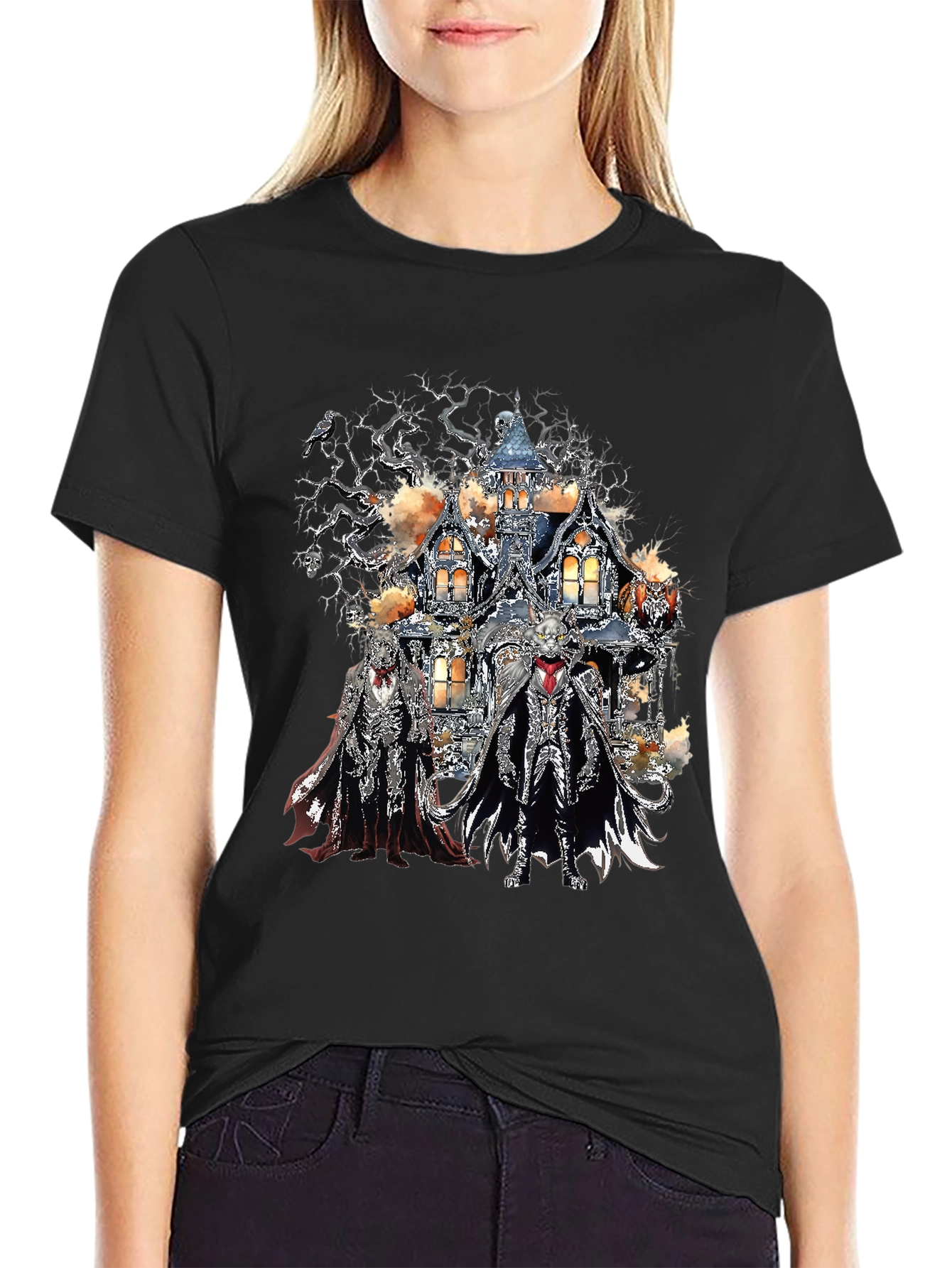 Haunted House Skeleton Crew Black T-Shirt