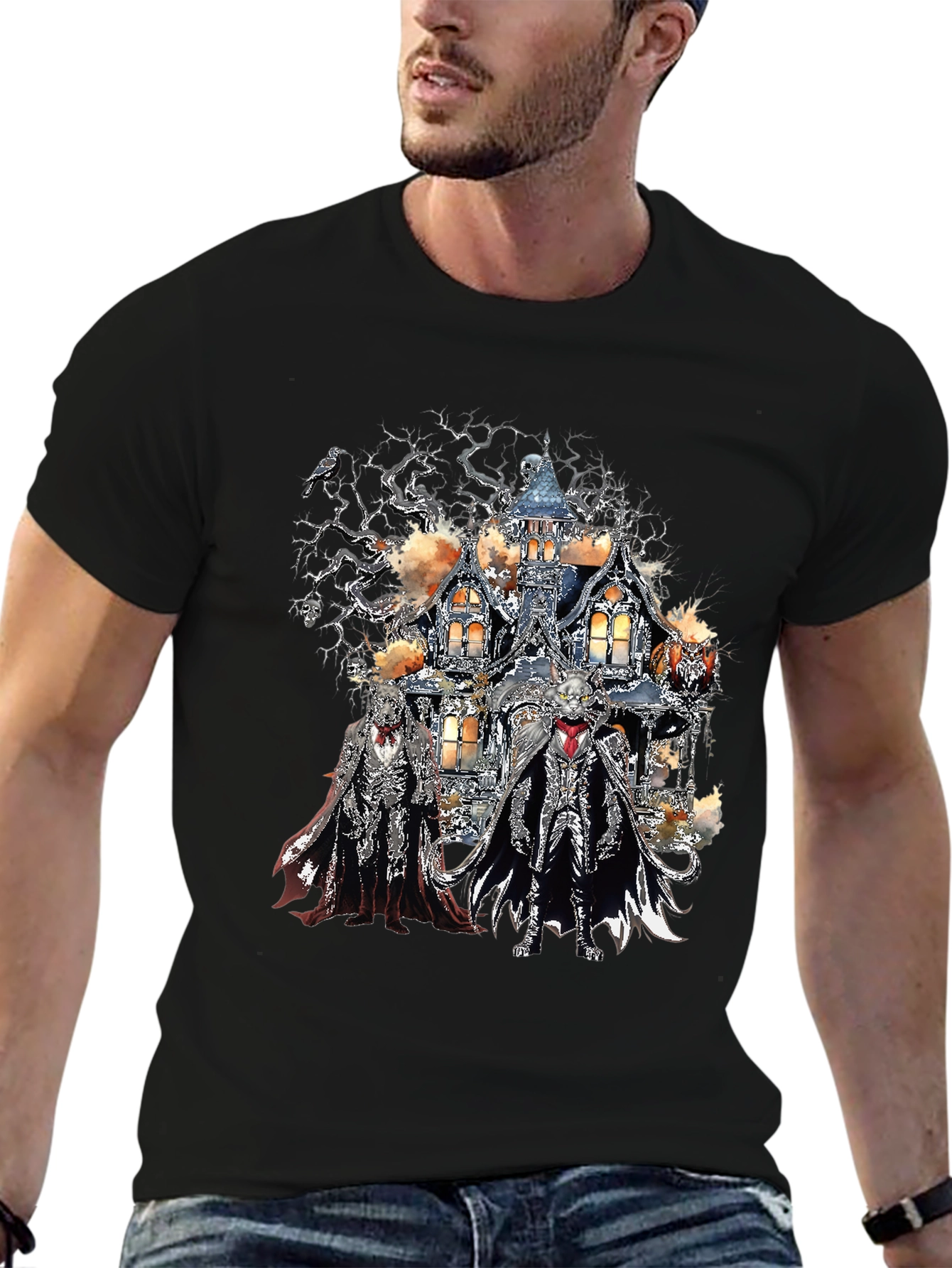 Haunted House Skeleton Crew Black T-Shirt